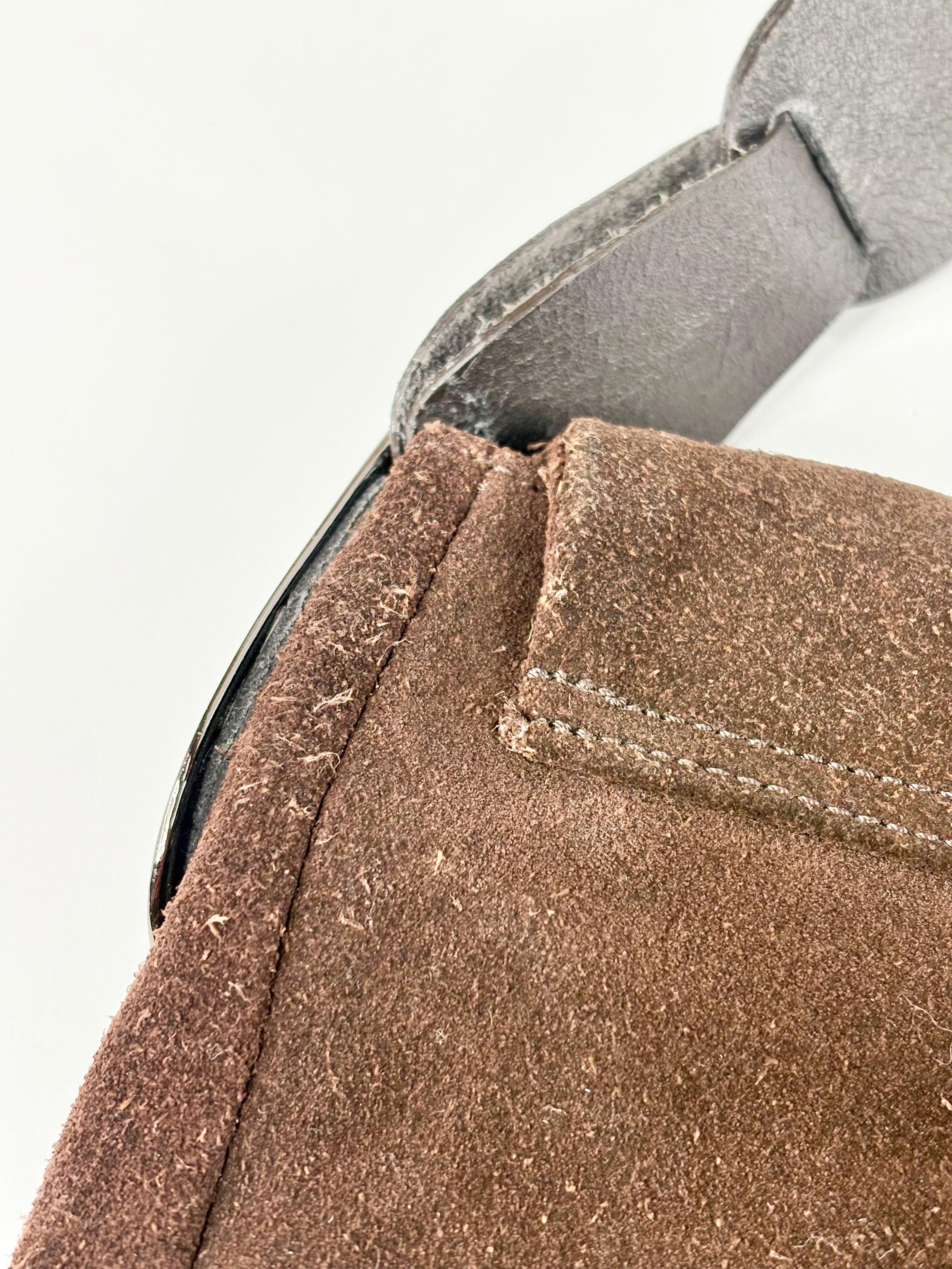 Sachi Dark Chocolate Brown Suede Small Messenger Bag