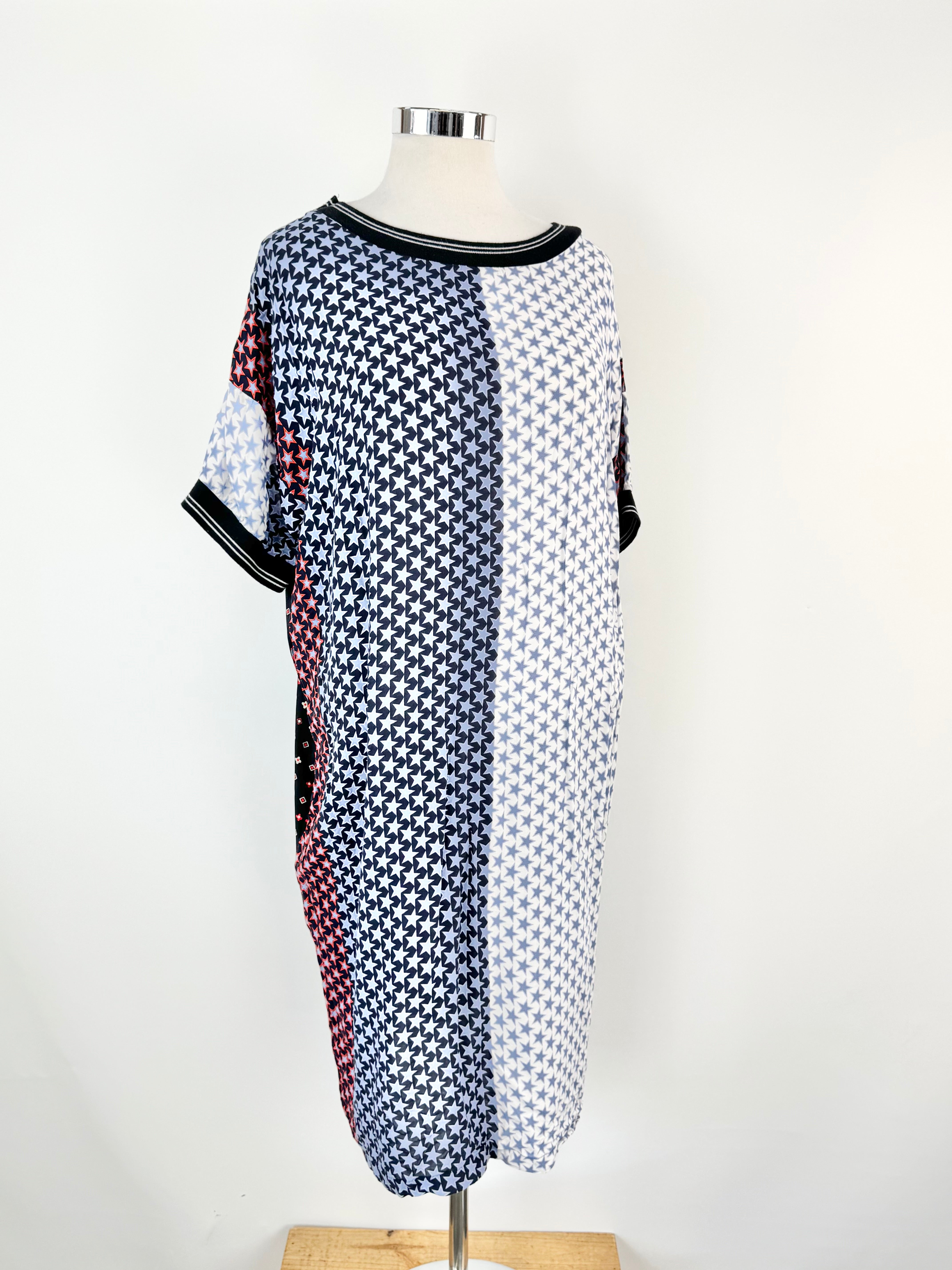 Zambesi 'Fame' Blue Red & Black Star Patterned Dress - AU12/14