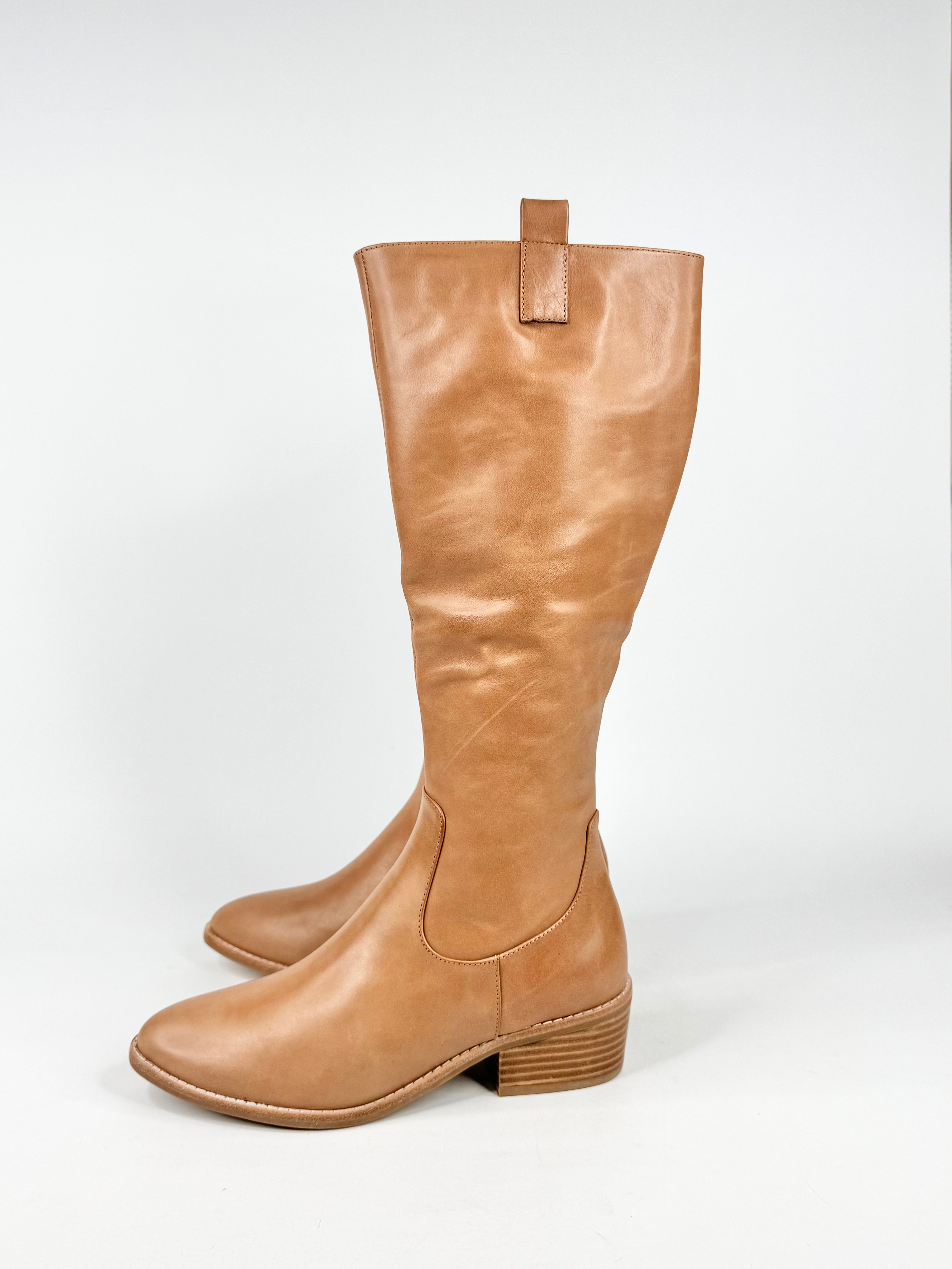 MFW Diana Ferrari Giddy Mid Tan Leather Knee High Boots - EU38
