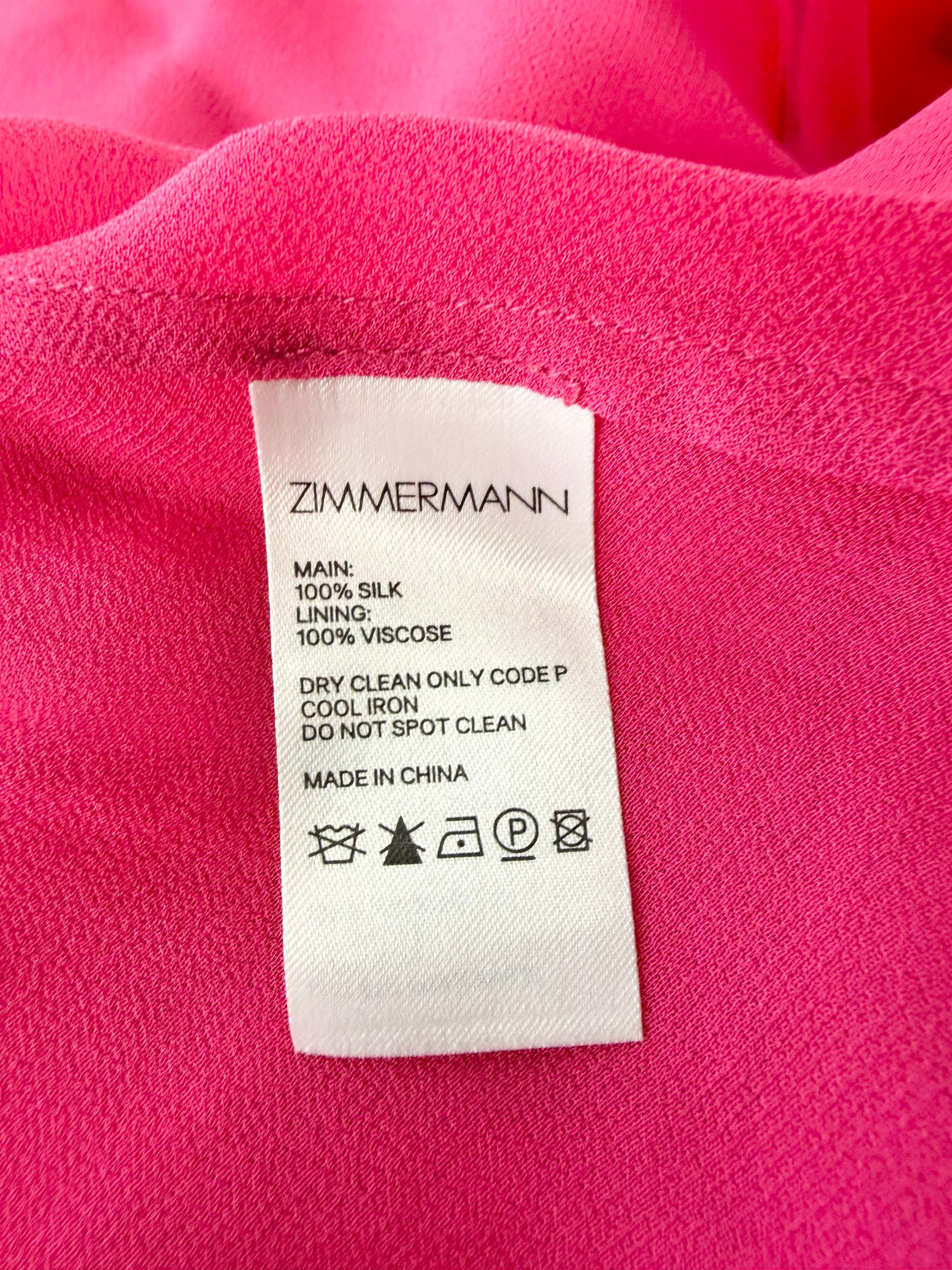 Zimmermann Sleeveless Cerise Silk Maxi Dress - AU8