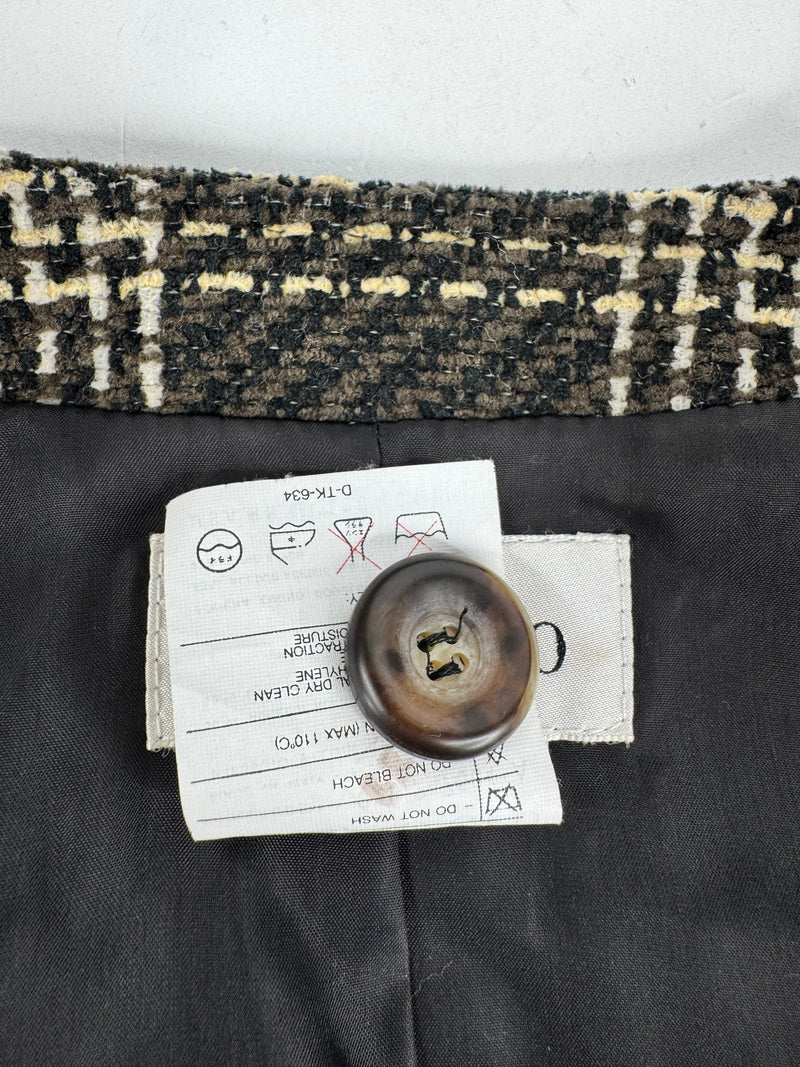 Valentino Miss V Brown & Cream Glen Plaid Cropped Blazer - AU10