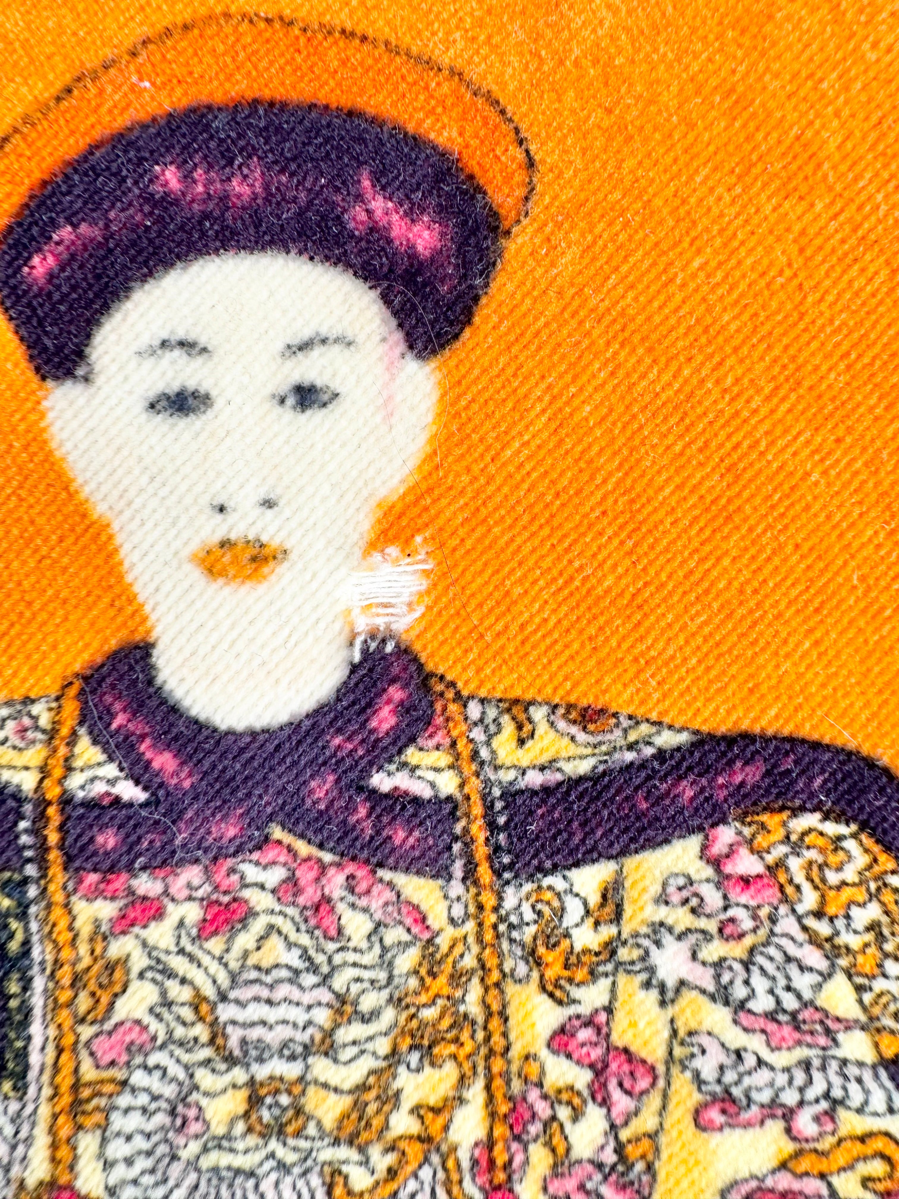 Versace Reversible Red & Blue Emperor Qianlong Velvet Cushion