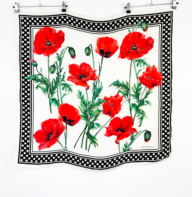 Dolce & Gabbana Twill Silk Poppy Scarf