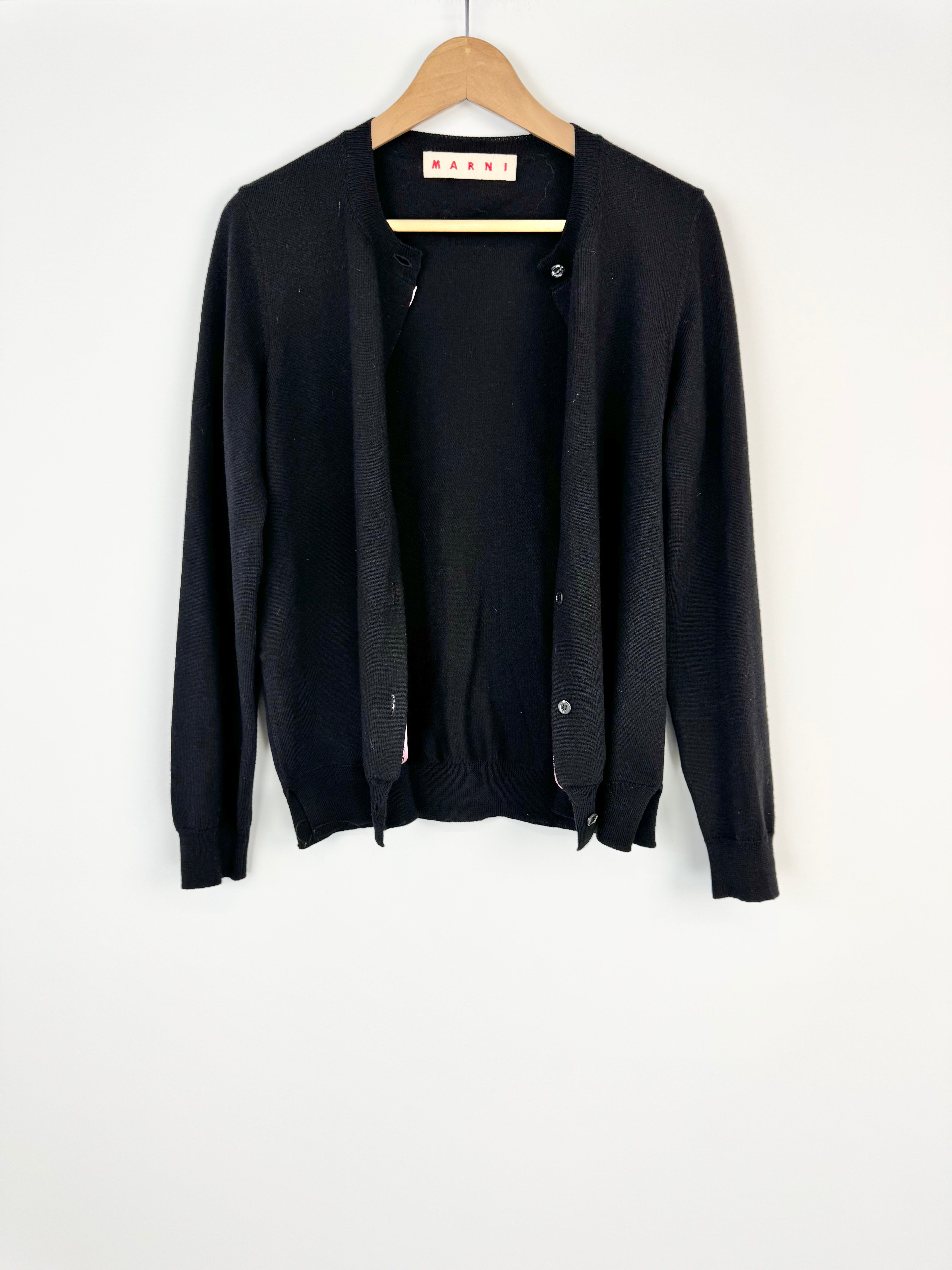 Marni Black Silk Lined Cardigan - AU10