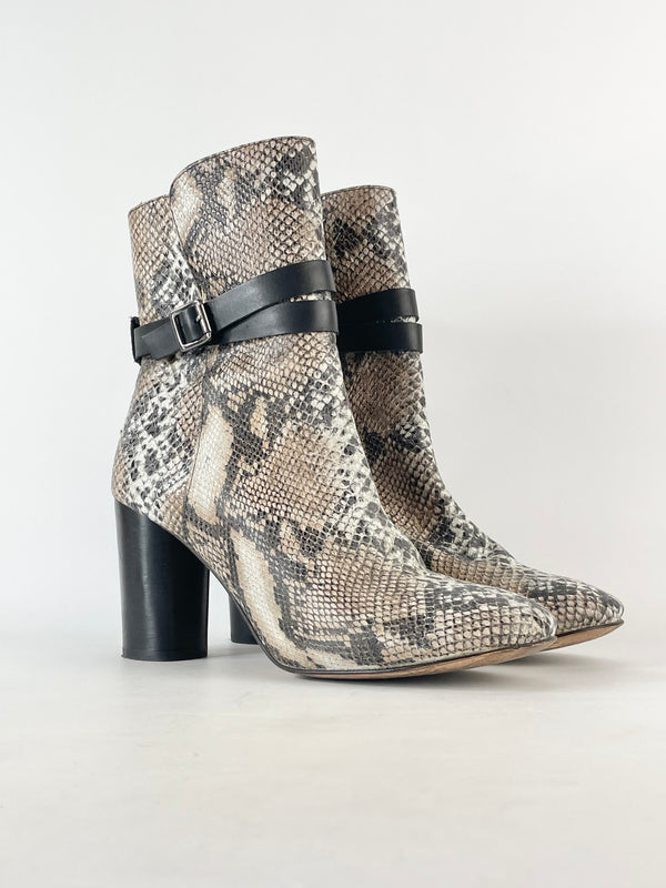 Trenery Snakeskin Textured Ankle Boots - EU41