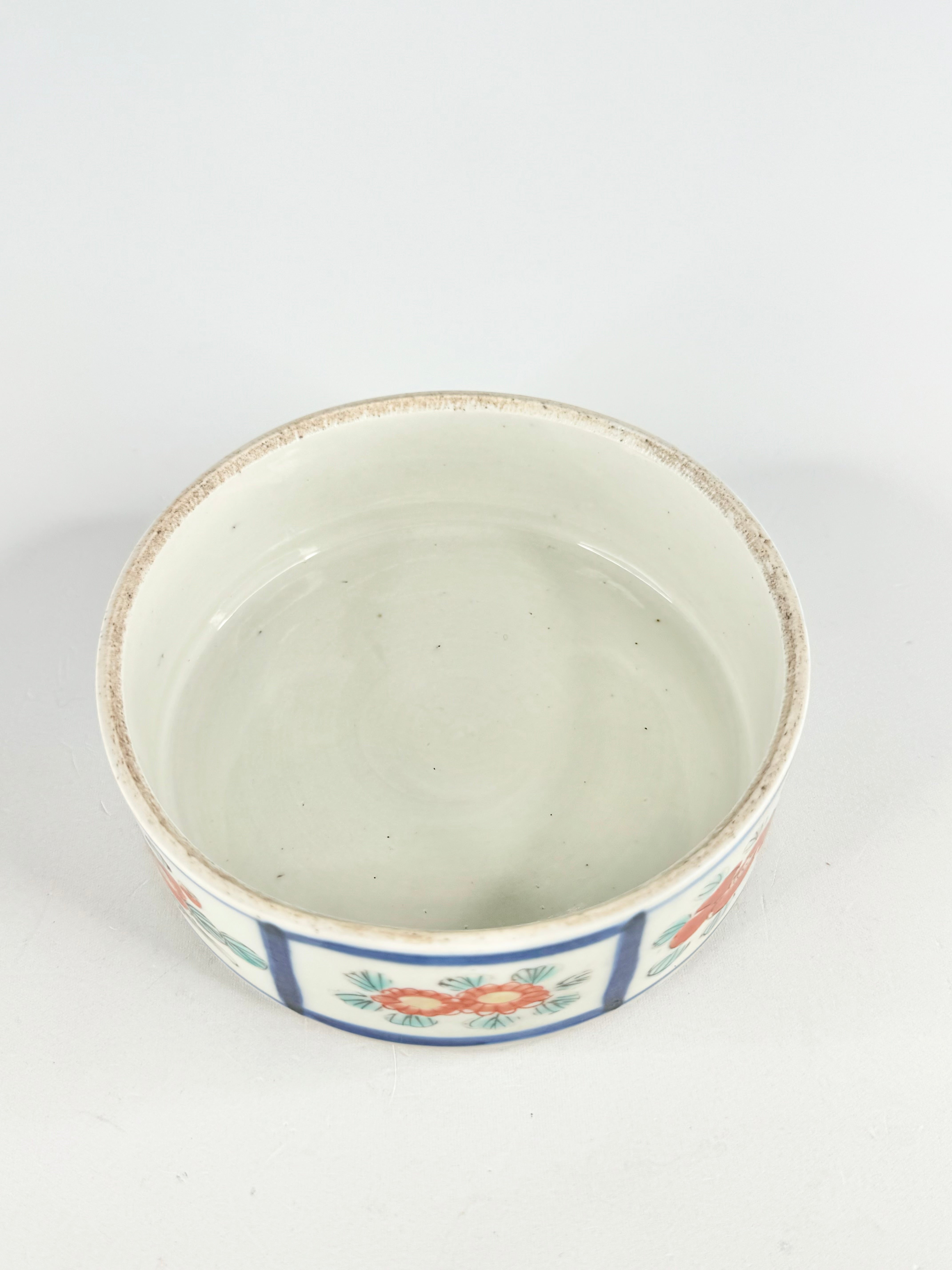 Antique Blue & Red Floral Lidded Dish