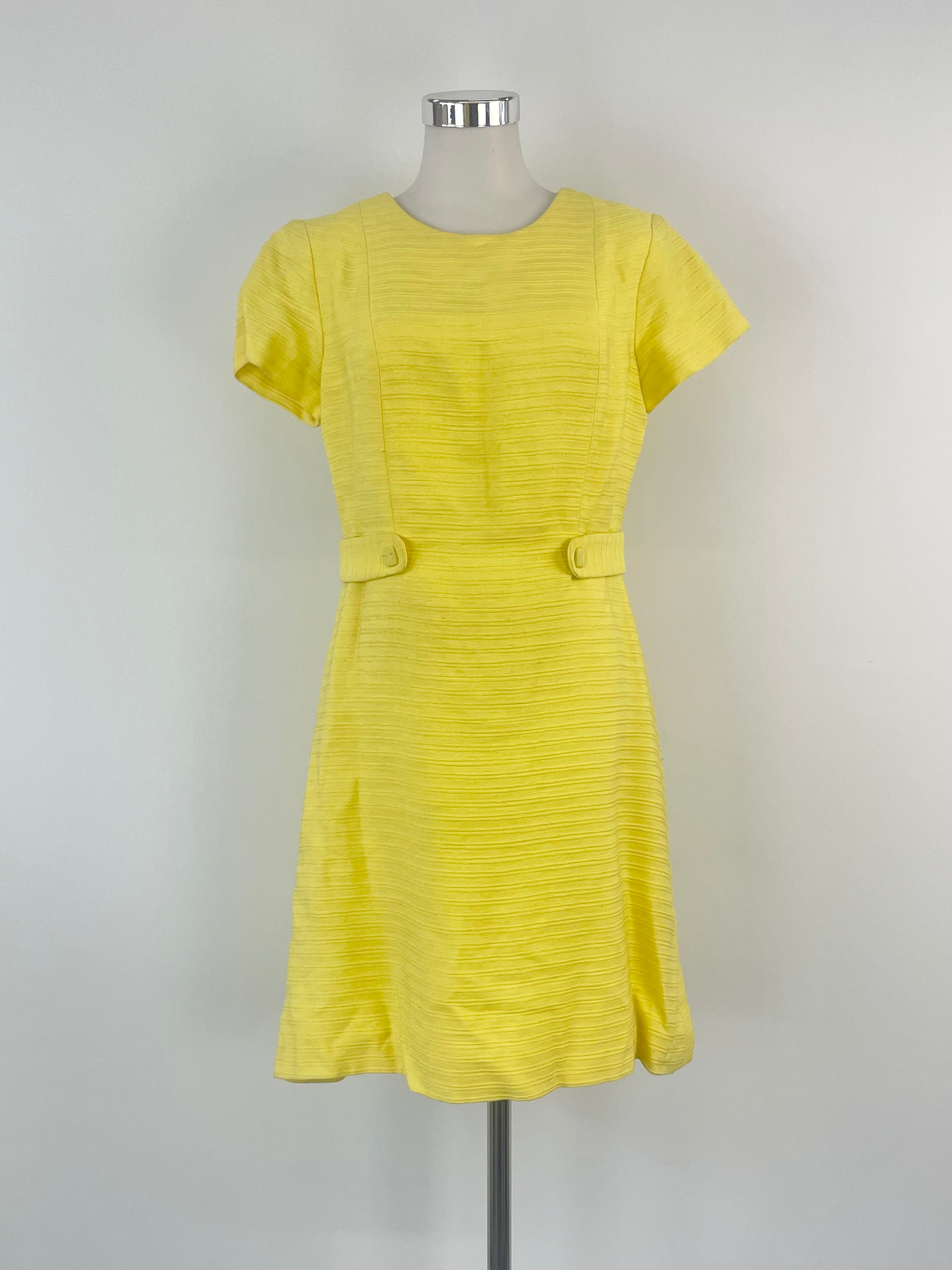 Vintage Merco Davron Canary Yellow Ribbed Coat & Dress Set - AU8