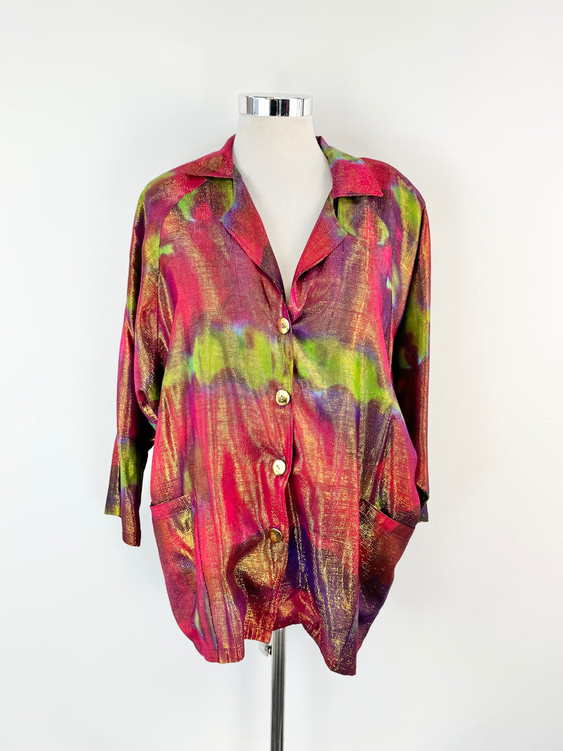 Comme des Garsons Pink Green Purple & Metallic Gold Shirt - AU10/12