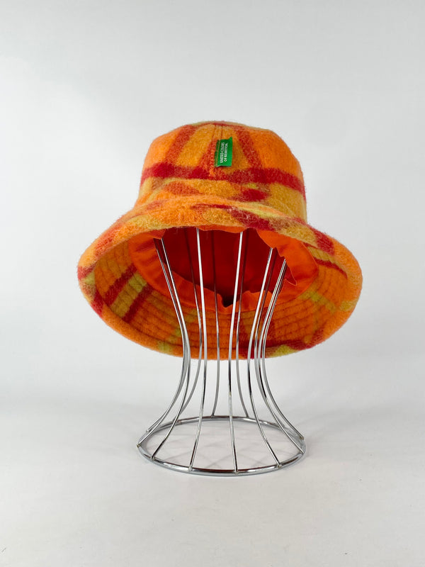 United Colours of Benetton Orange Plaid Bucket Hat