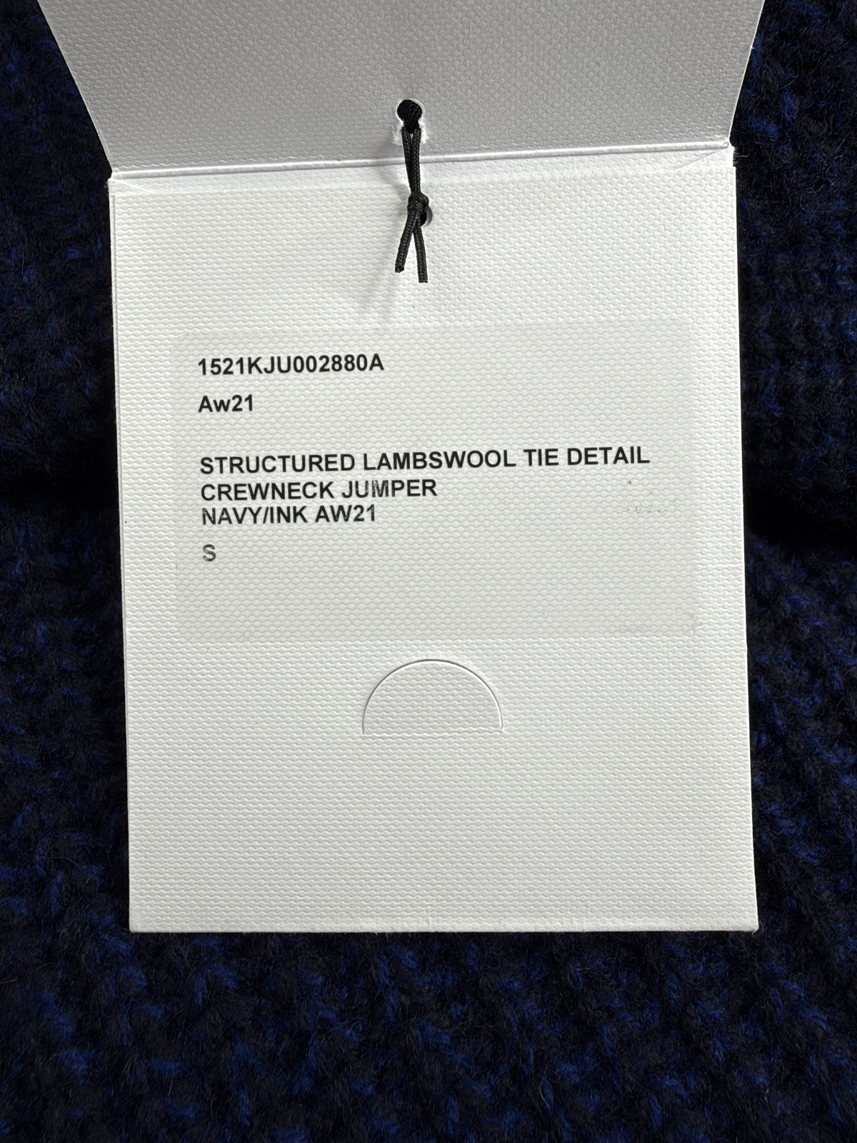 Victoria Beckham Autumn Winter 21 Blue Structured Lambswool Tie Crewneck NWT - AU8/10