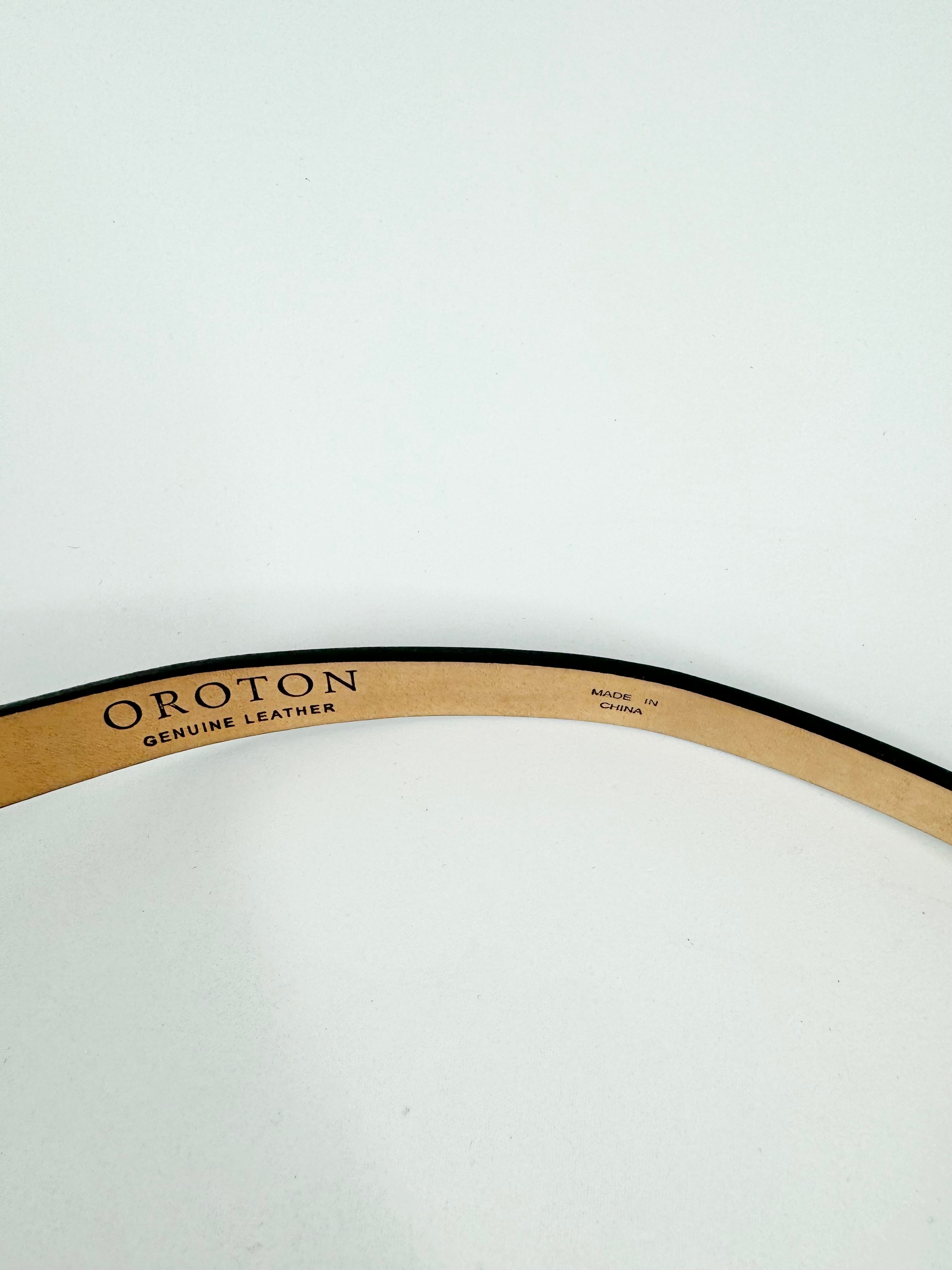 Oroton Slim Black Patent Leather Belt