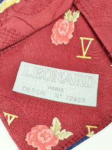 Leonard Paris Vintage Maroon Roman-Numerals Silk Tie