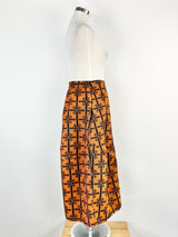Alpha60 Orange & Black Woven Textile Wide Leg Slacks - AU10/12