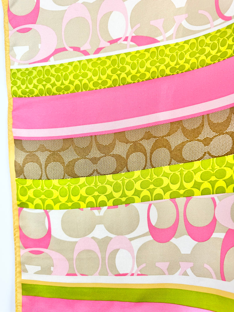 Coach Lime Green & Pink Monogram Scarf
