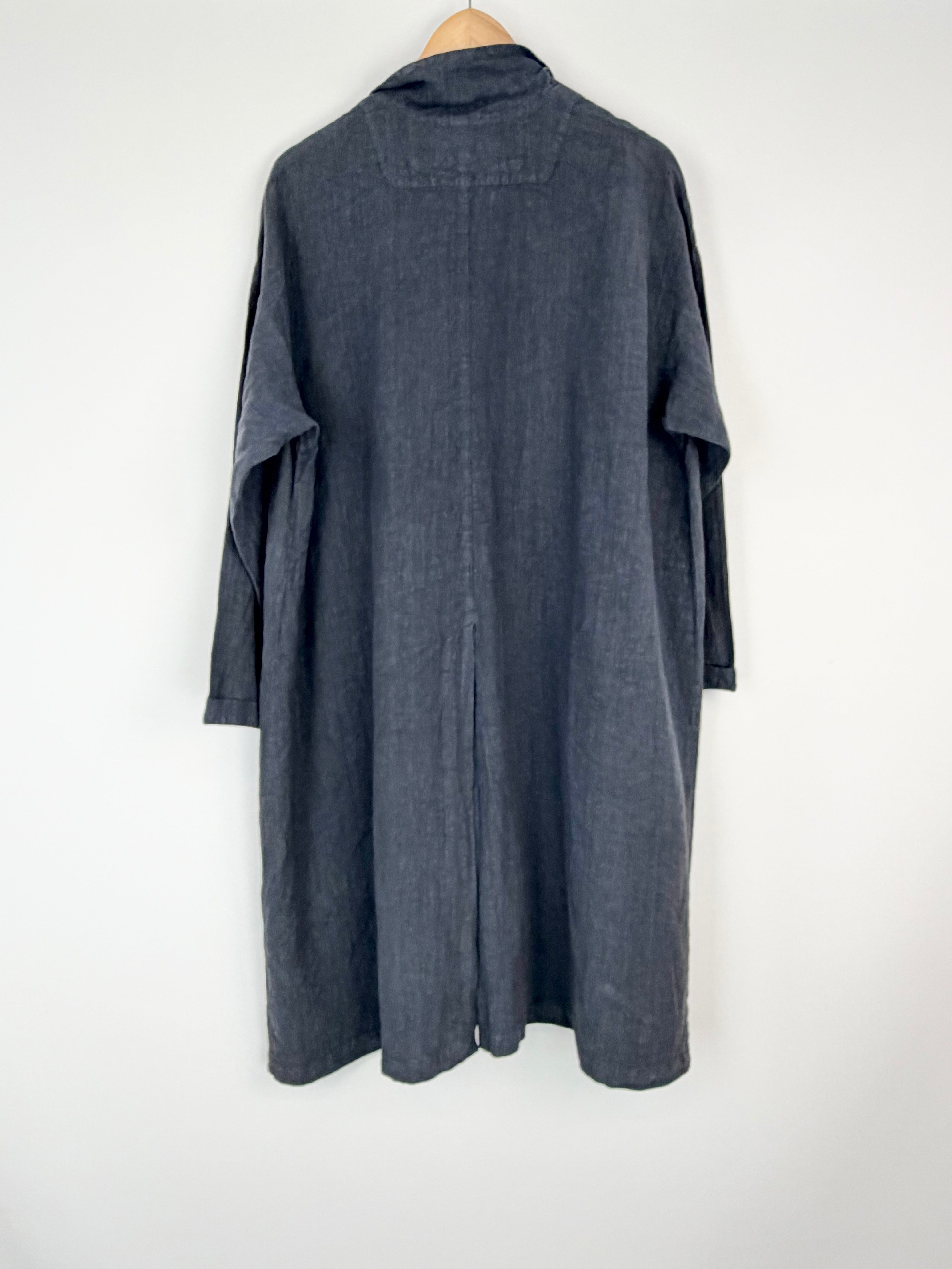 Manuelle Guibal Stone Blue Linen Shirt Dress - AU10/12