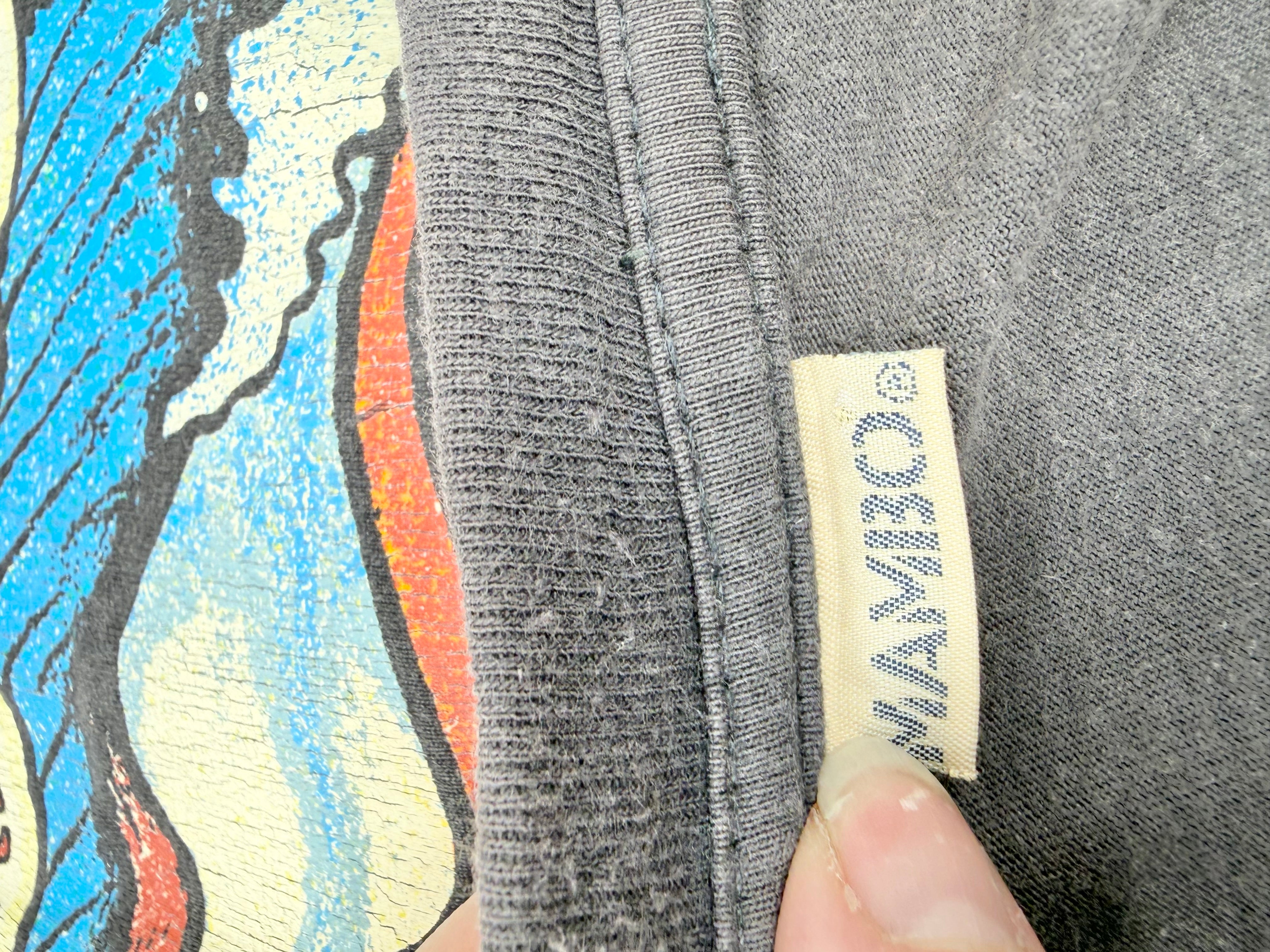 Vintage 90s Grey Red Logo Mambo T-Shirt - L
