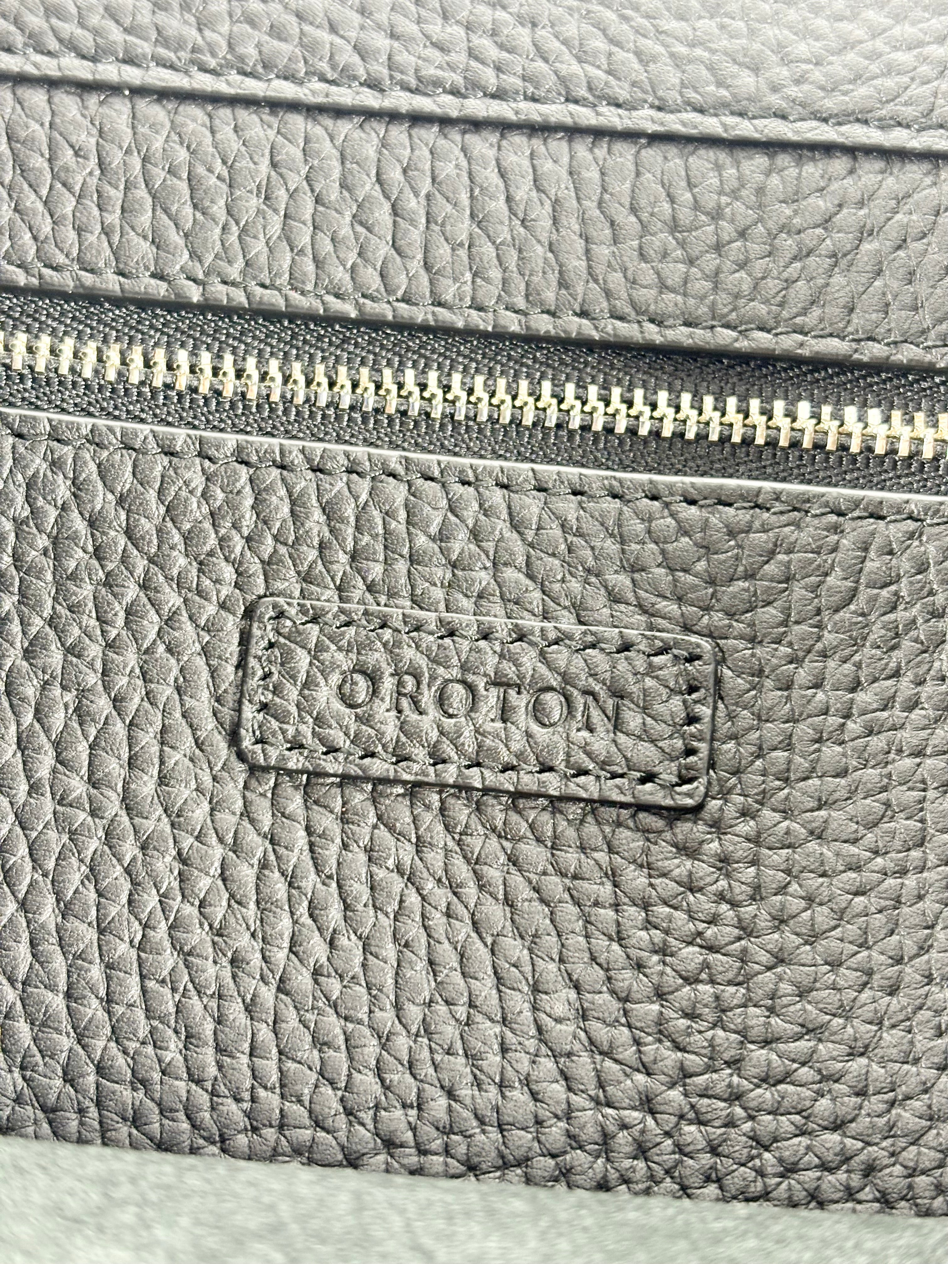 Oroton Black Grained Leather Medium Tote Bag