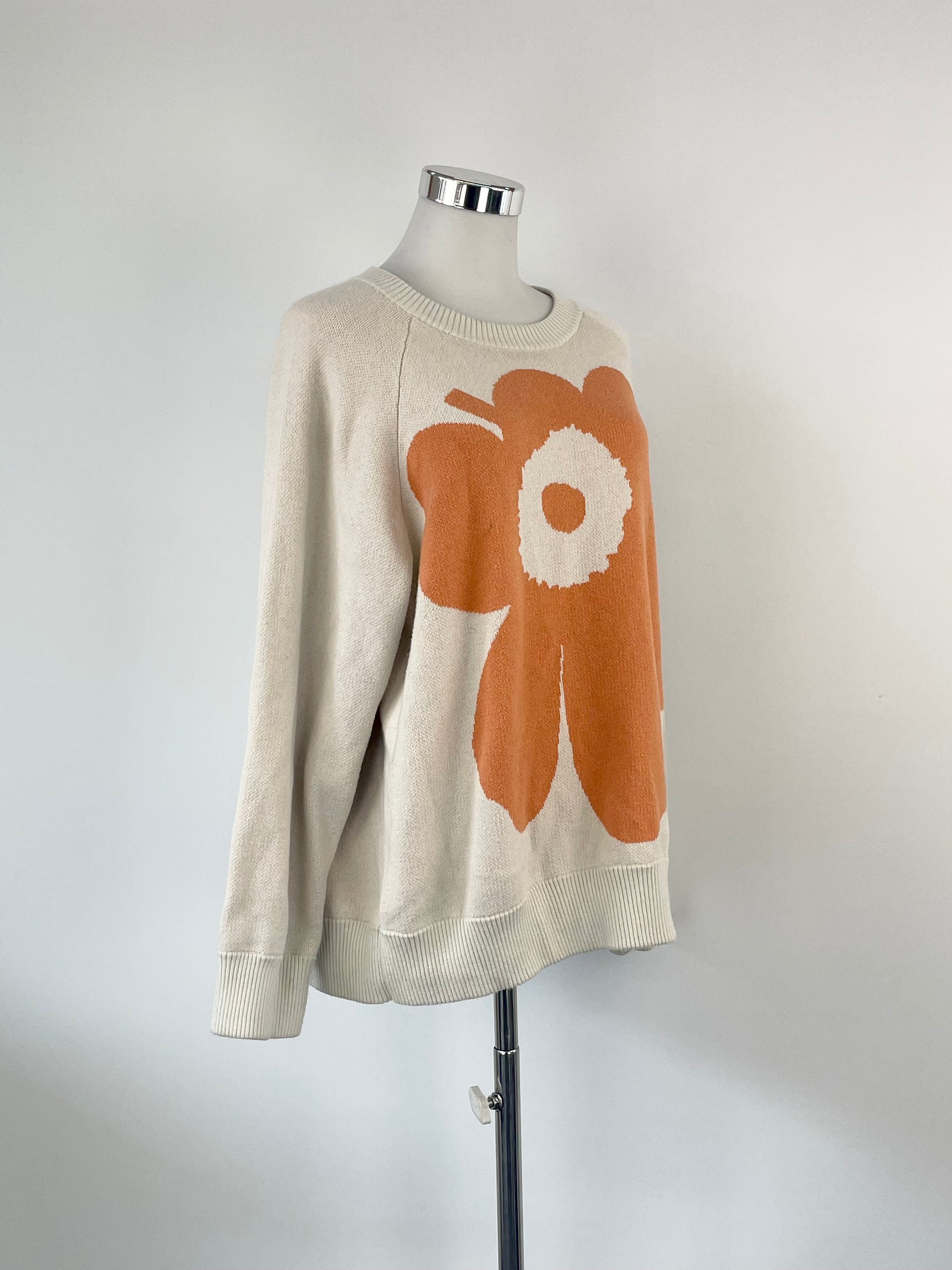 Marimekko White 'Lohdukas' Flower Knit Sweater - AU8