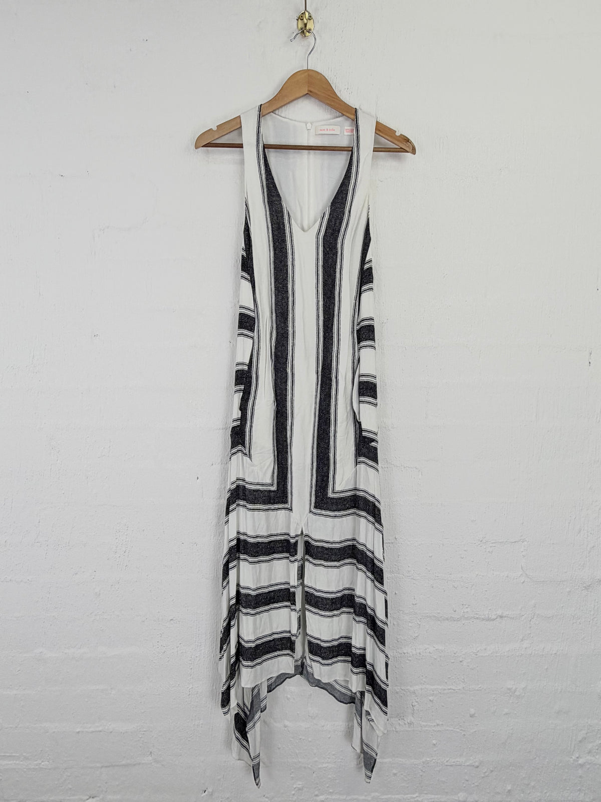 Sass & Bide 'Double Click' White & Black Striped Maxi Dress - AU8