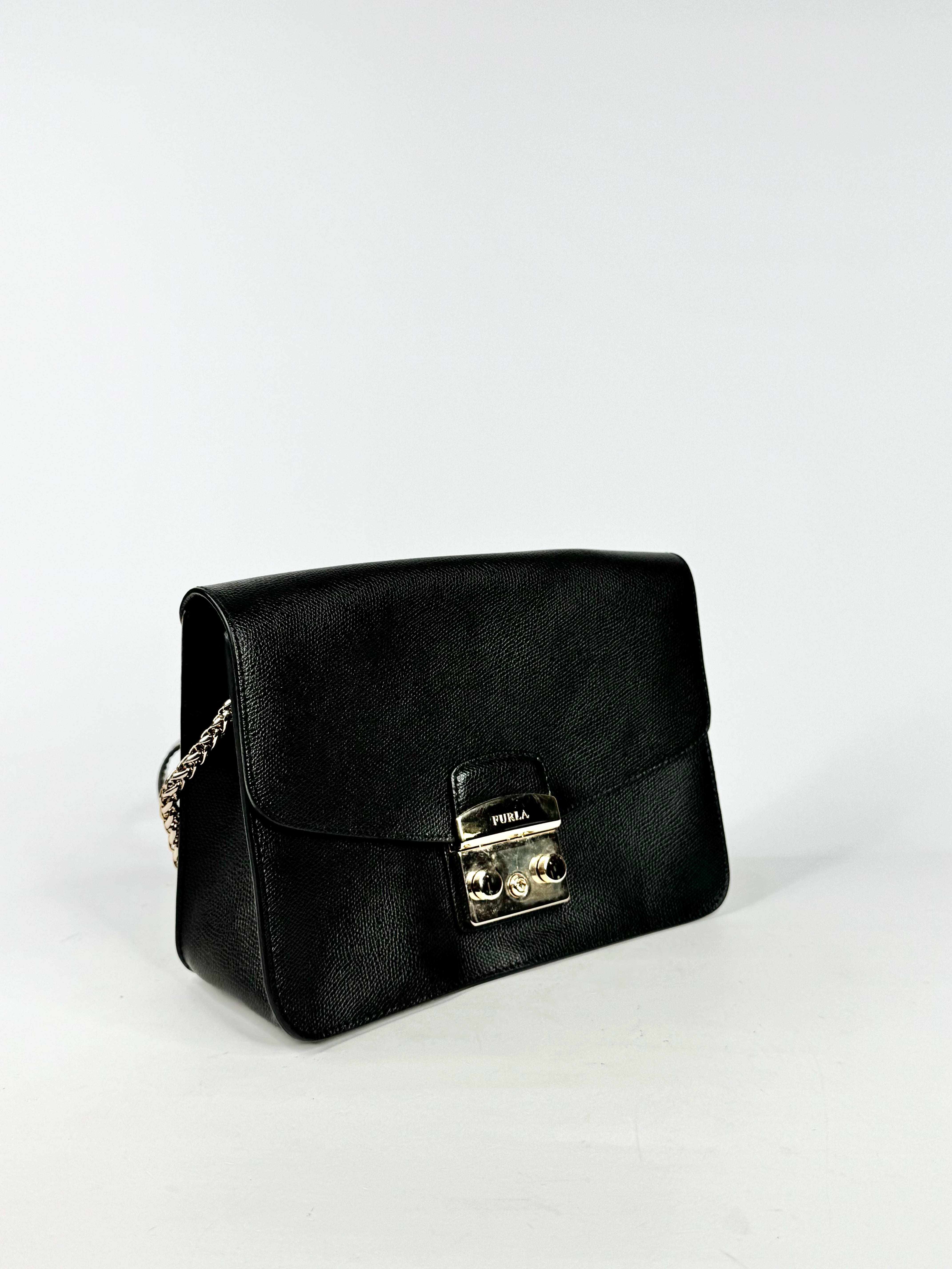 Furla Black Leather Cross Body Bag