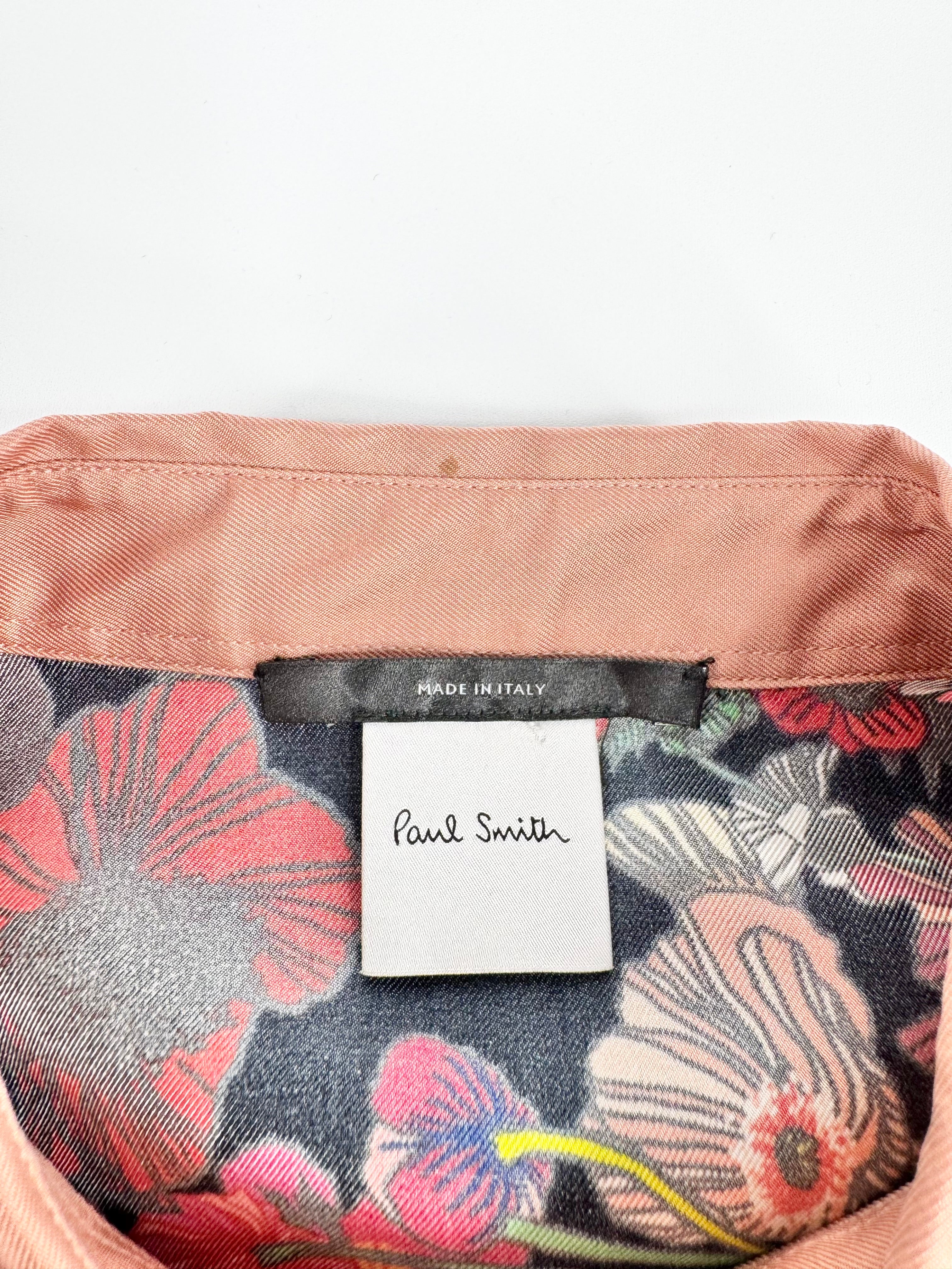 Paul Smith Retro Poppy Patterned Silk Shirt Dress - AU12/14