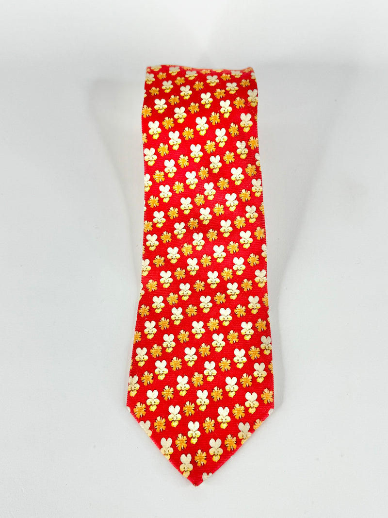 Ermenegildo Zegna Red Floral Silk Tie