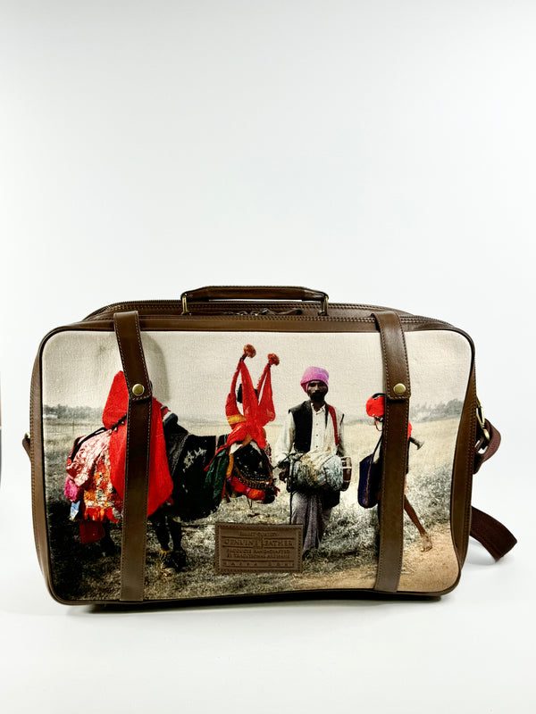 Nappa Dori Leather & Fabric Photograph Large Briefcase