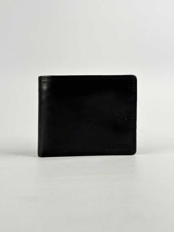 Oroton Black Leather 12CC Bifold Wallet