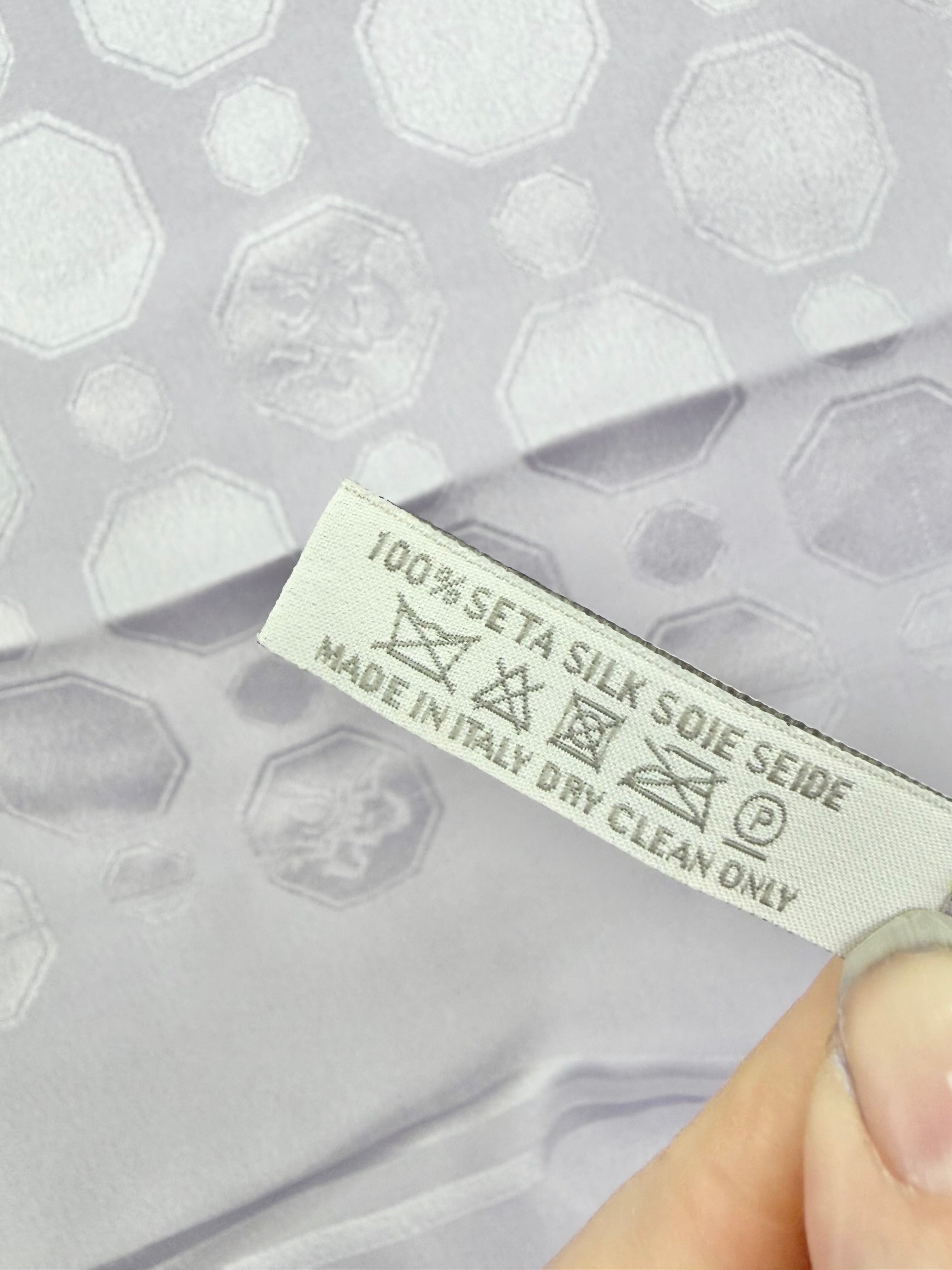 Ermenegildo Zegna Pastel Lavendar Geometric Motif Patterned Long Silk Scarf