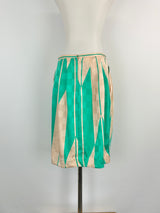 By Malene Birger Beige & Green Silk 'Isalai' Midi Skirt - AU10/12