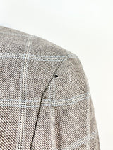 Etro Milano Grey & Blue Plaid Blue Cashmere Blazer - 50