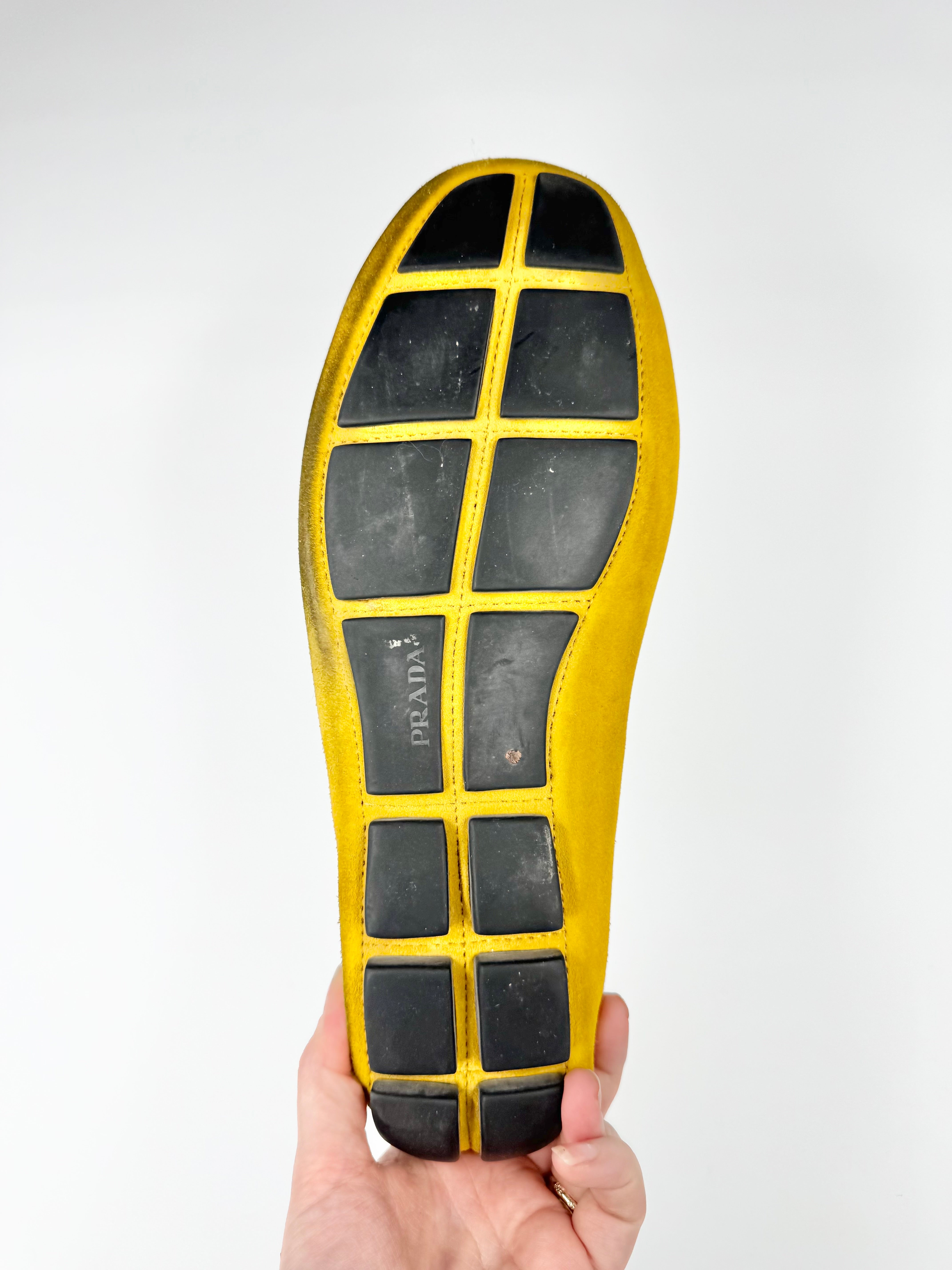 Prada Mustard Suede Driving Shoes - EU42