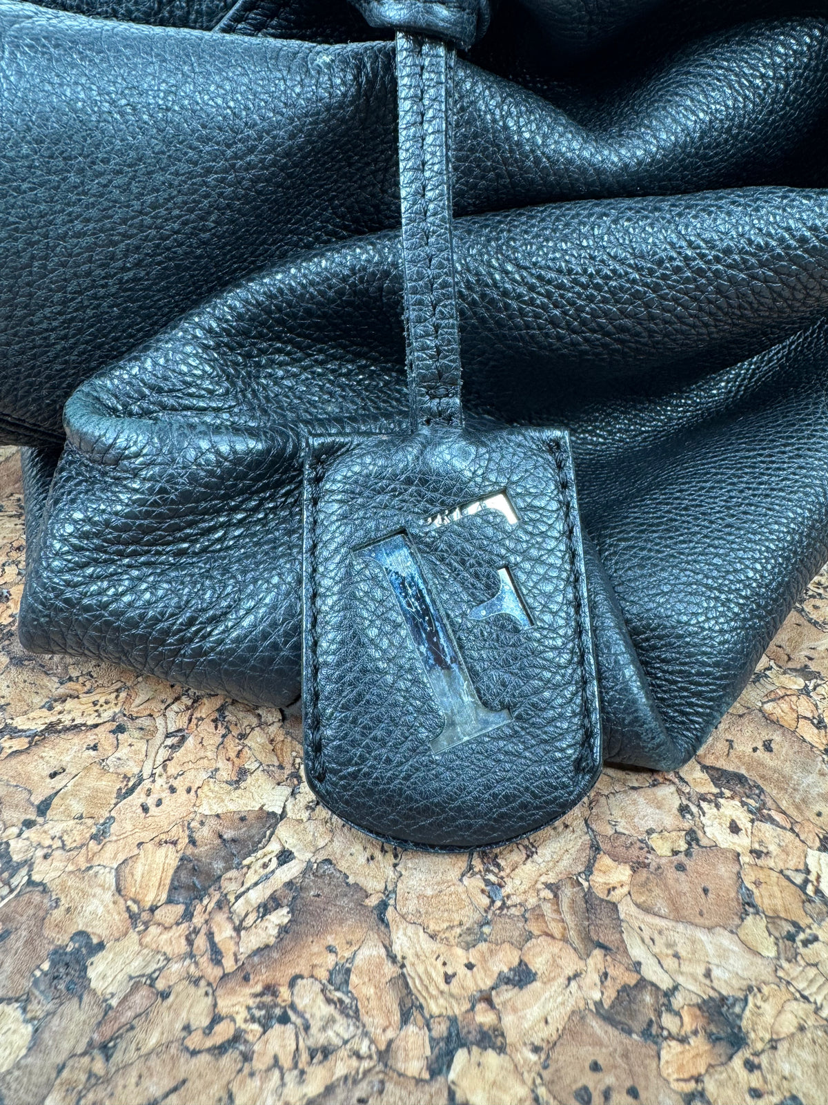 Furla Black Grained Hobo Bag