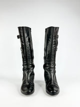 Gabor Black Leather Heeled Boots - 5.5