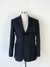 Zegna Black Wool & Silk Blend Blazer - L