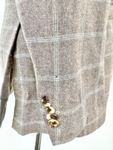 Etro Milano Grey & Blue Plaid Blue Cashmere Blazer - 50