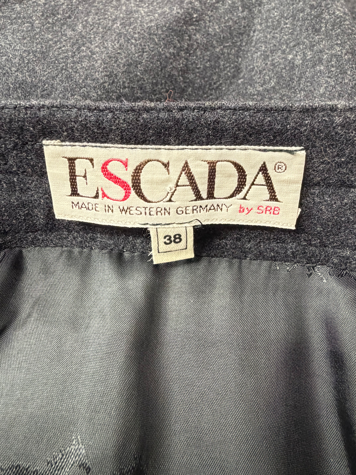 Vintage Escada Grey Wool High Waisted Pencil Skirt - AU8/10
