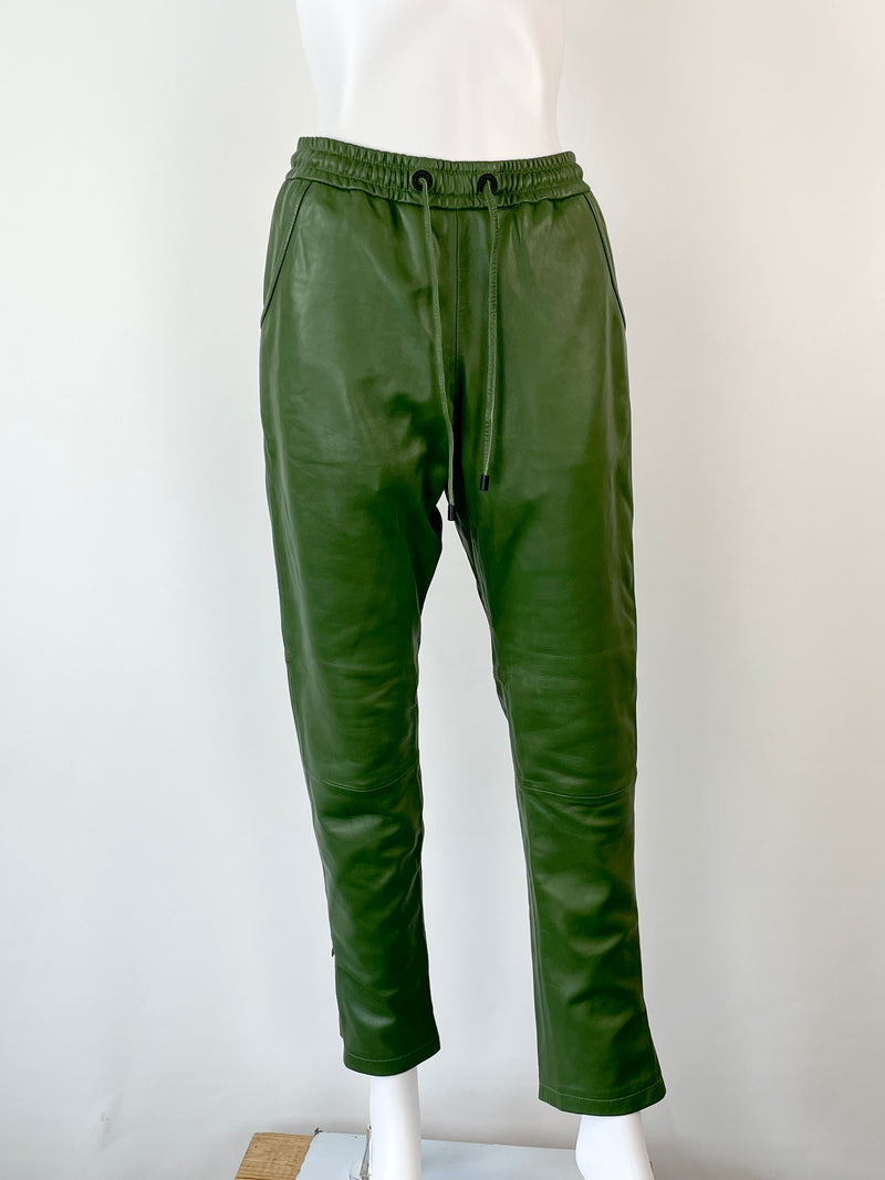 Ralf Studios Forest Green 'Echo' Leather Jogger - AU8
