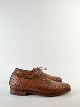 Grensen Cinnamon Woven Leather Derby Shoes