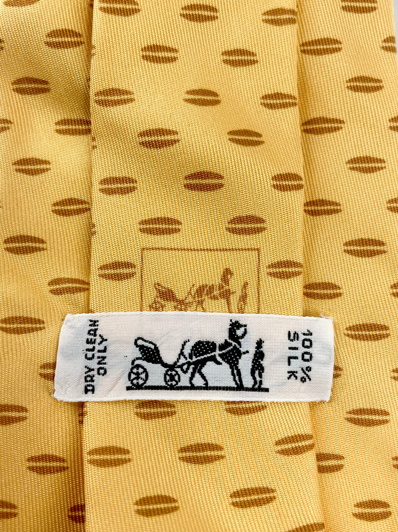 Hermès Yellow Silk Patterned Tie