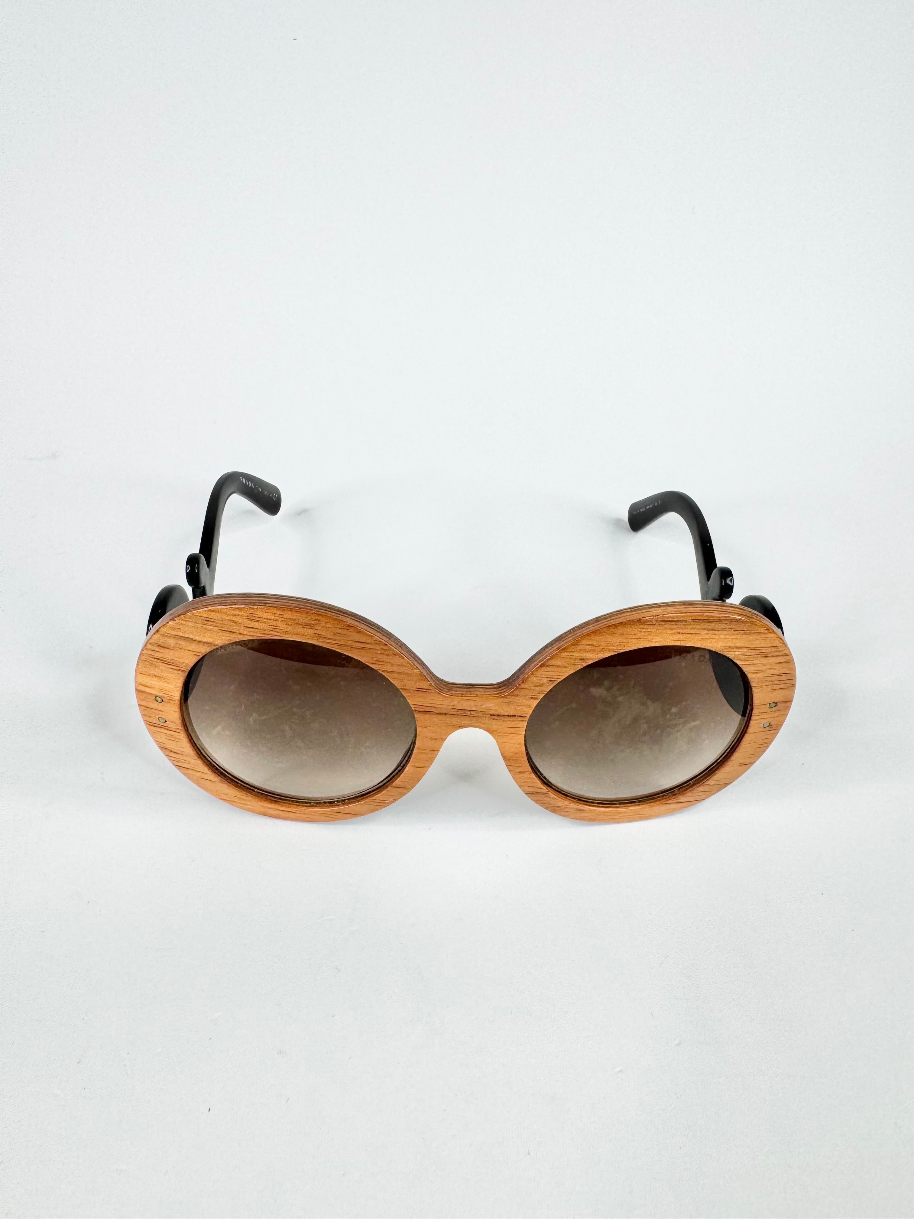 Prada Black & Wood Baroque Swirl Sunglasses