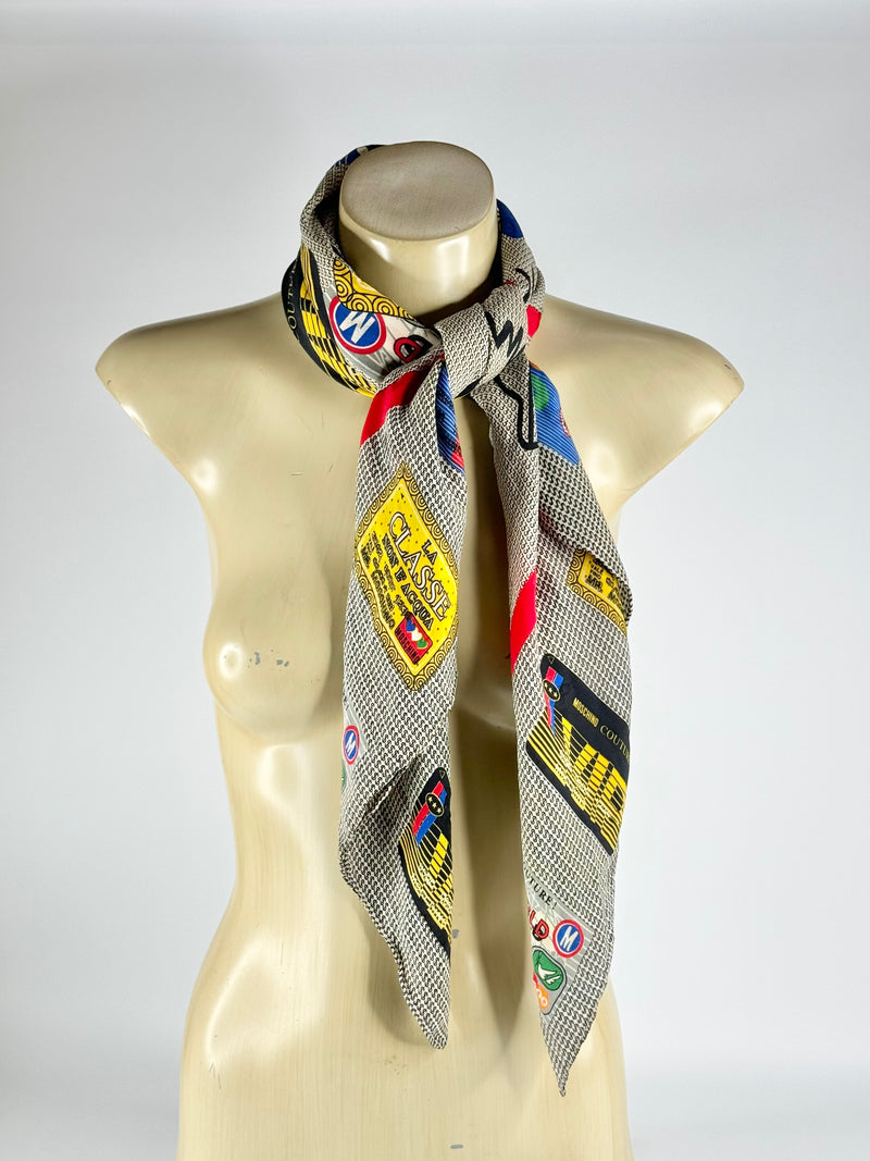 Moschino Couture Credit Card Square Silk Scarf