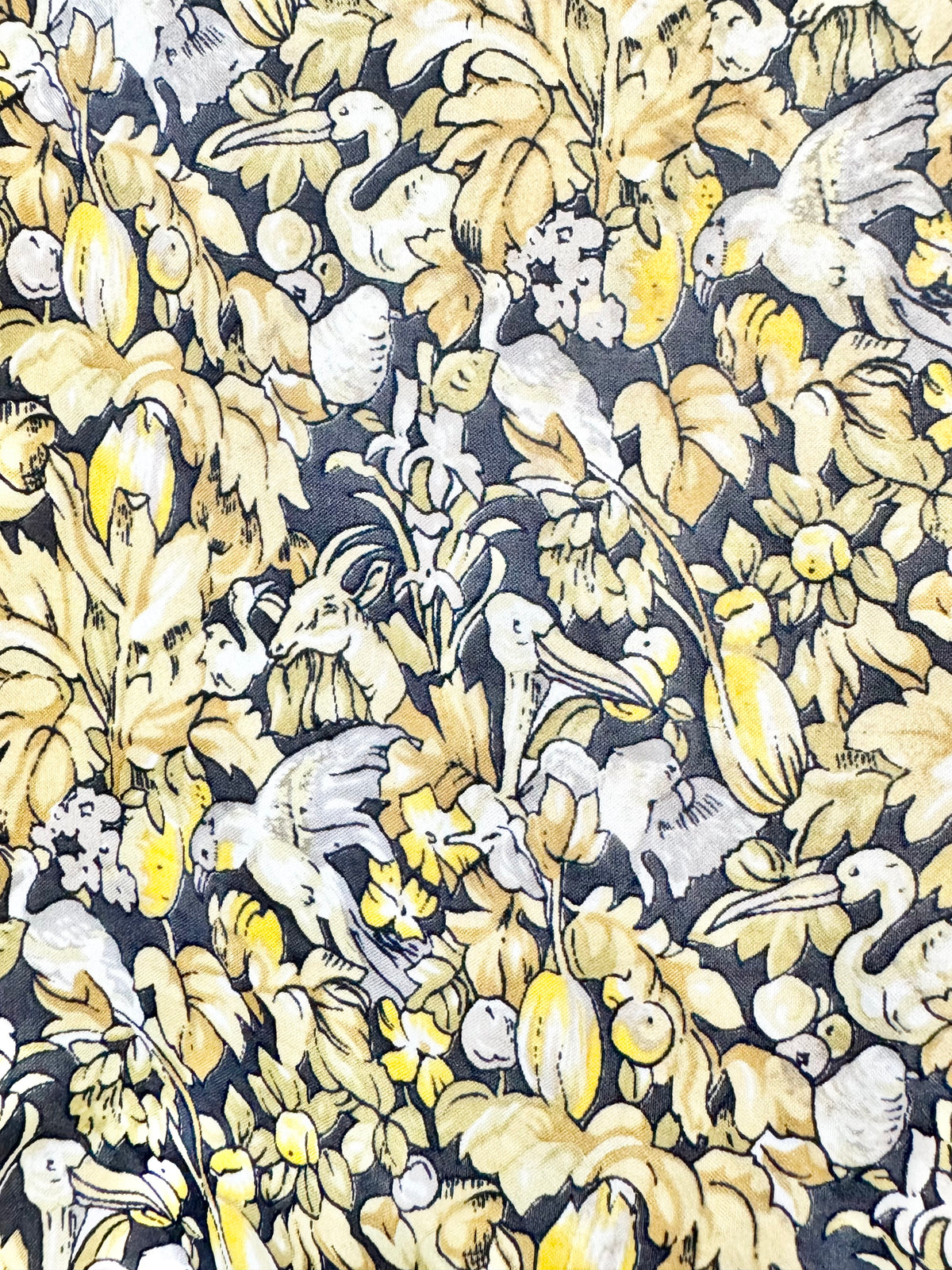 Vintage Pure Silk Black & Yellow Scarf