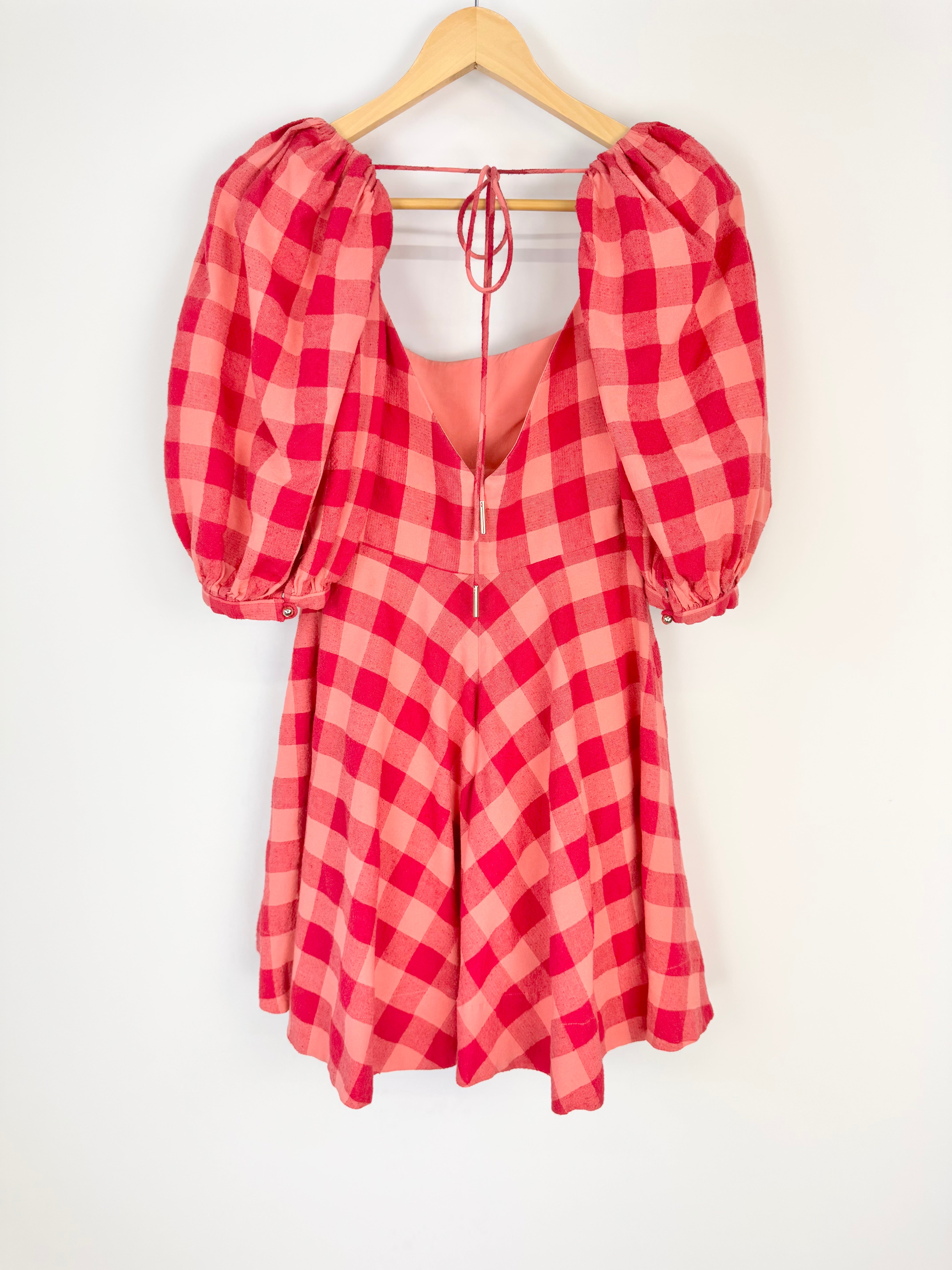 Acler Pink & White 'Perry' Gingham Mini Dress - AU8