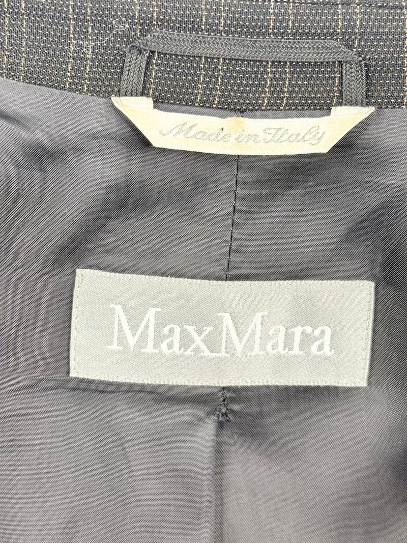Max Mara Dark Brown Striped Blazer & Skirt Set - AU14