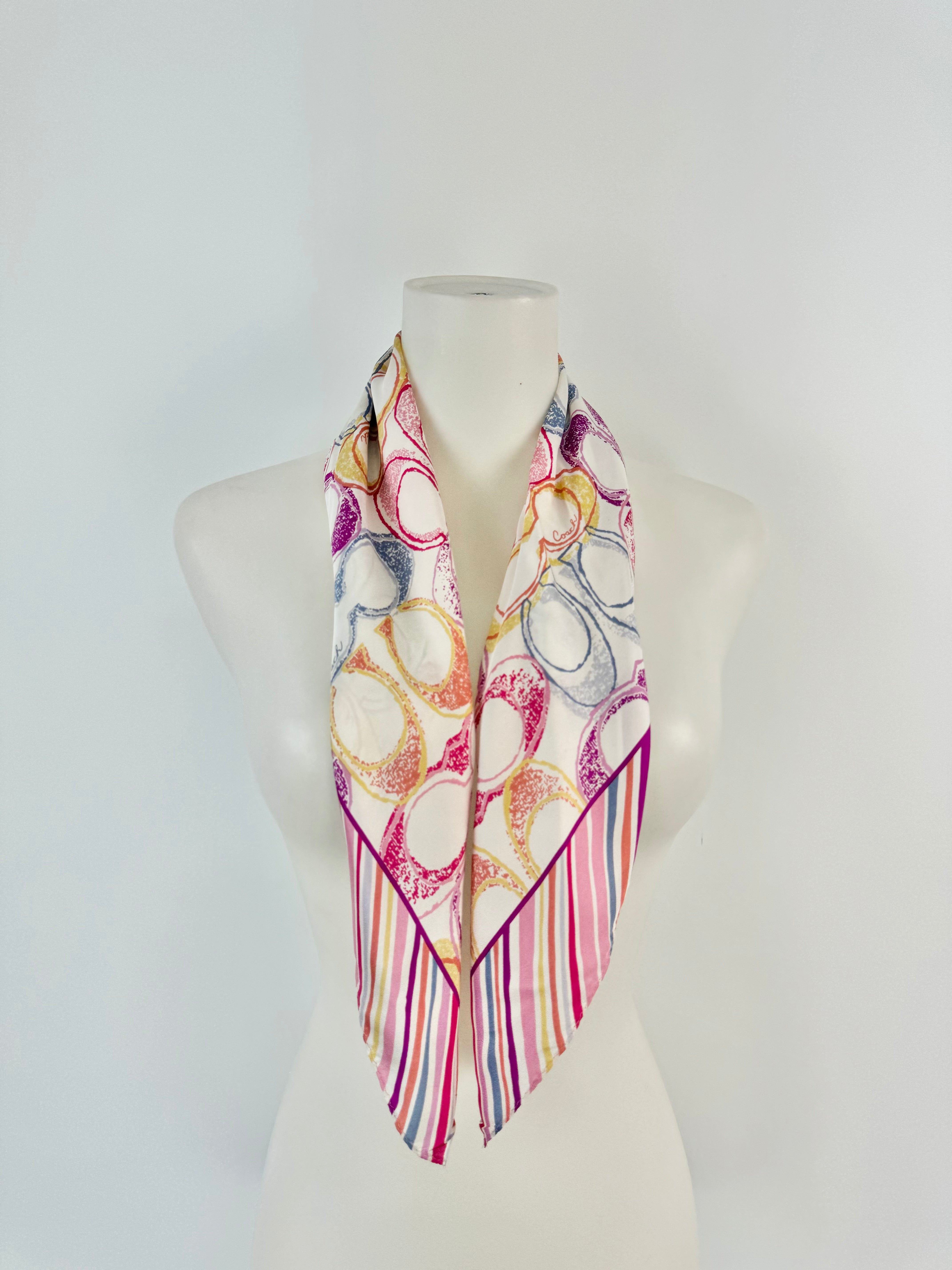 Coach Pink & Purple Coach Logo Silk Scarf