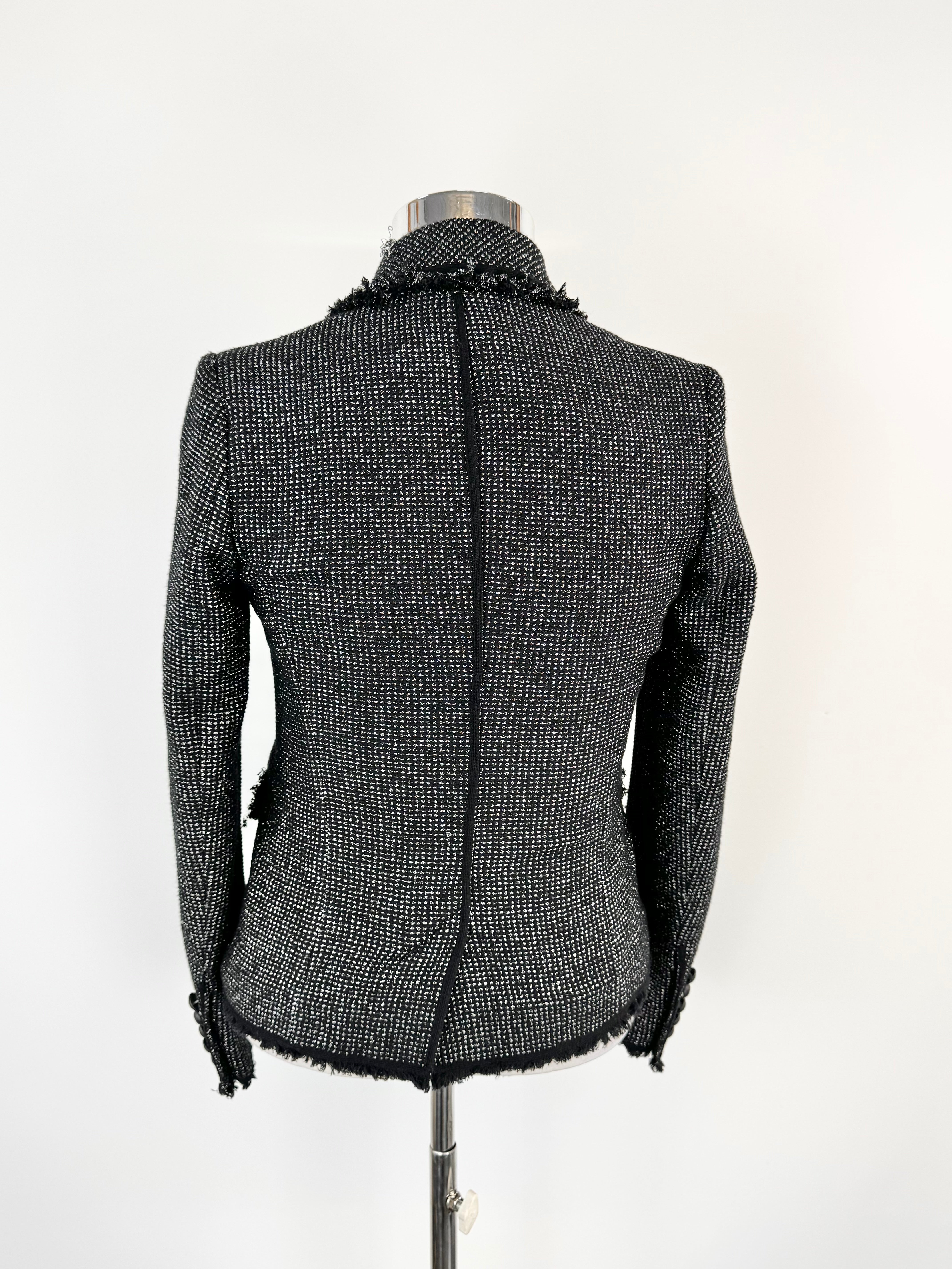 Veronica Beard Black & Silver Woven Blazer - AU12