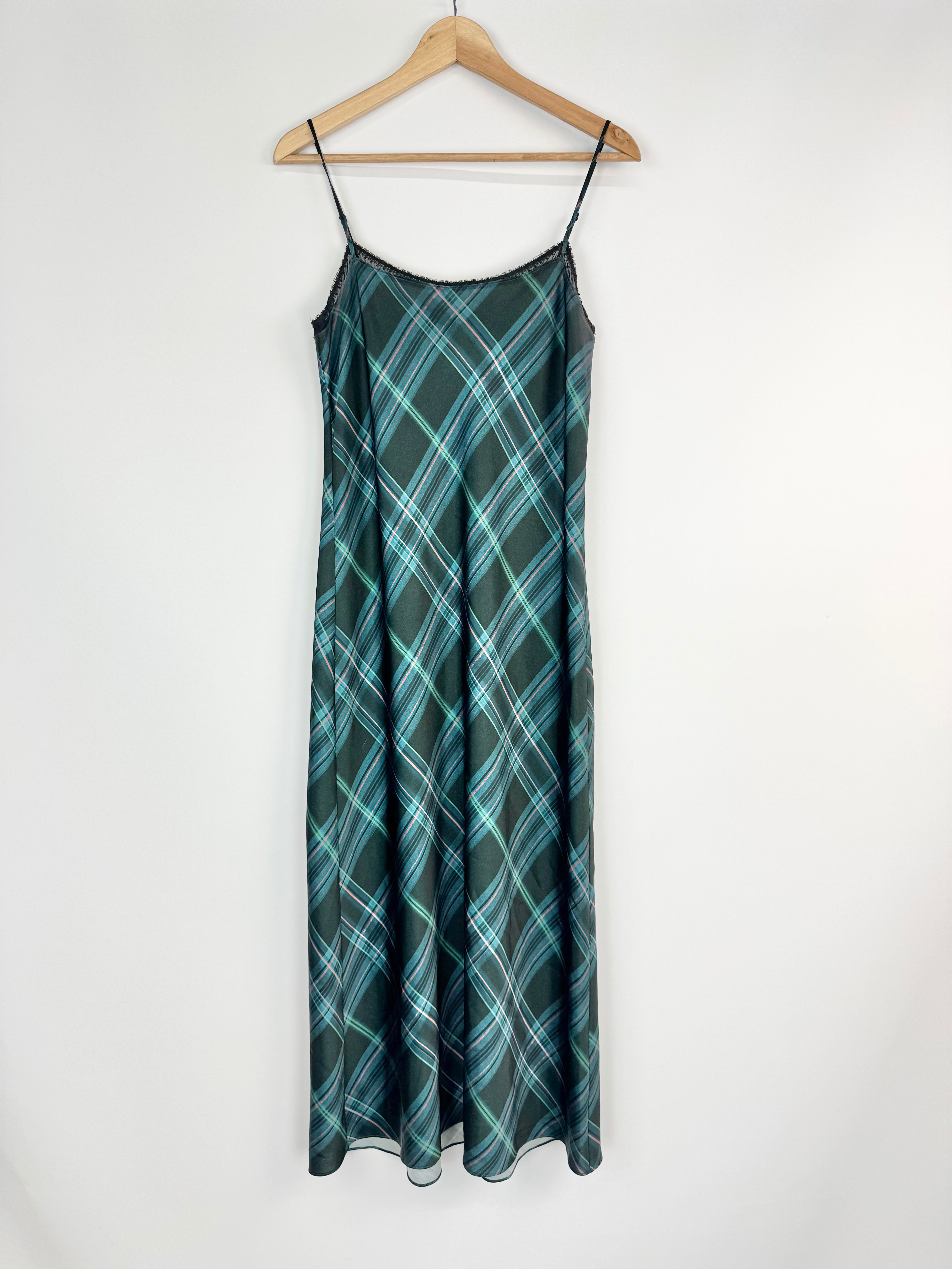 Vince Green Plaid Slip Dress - AU8/10