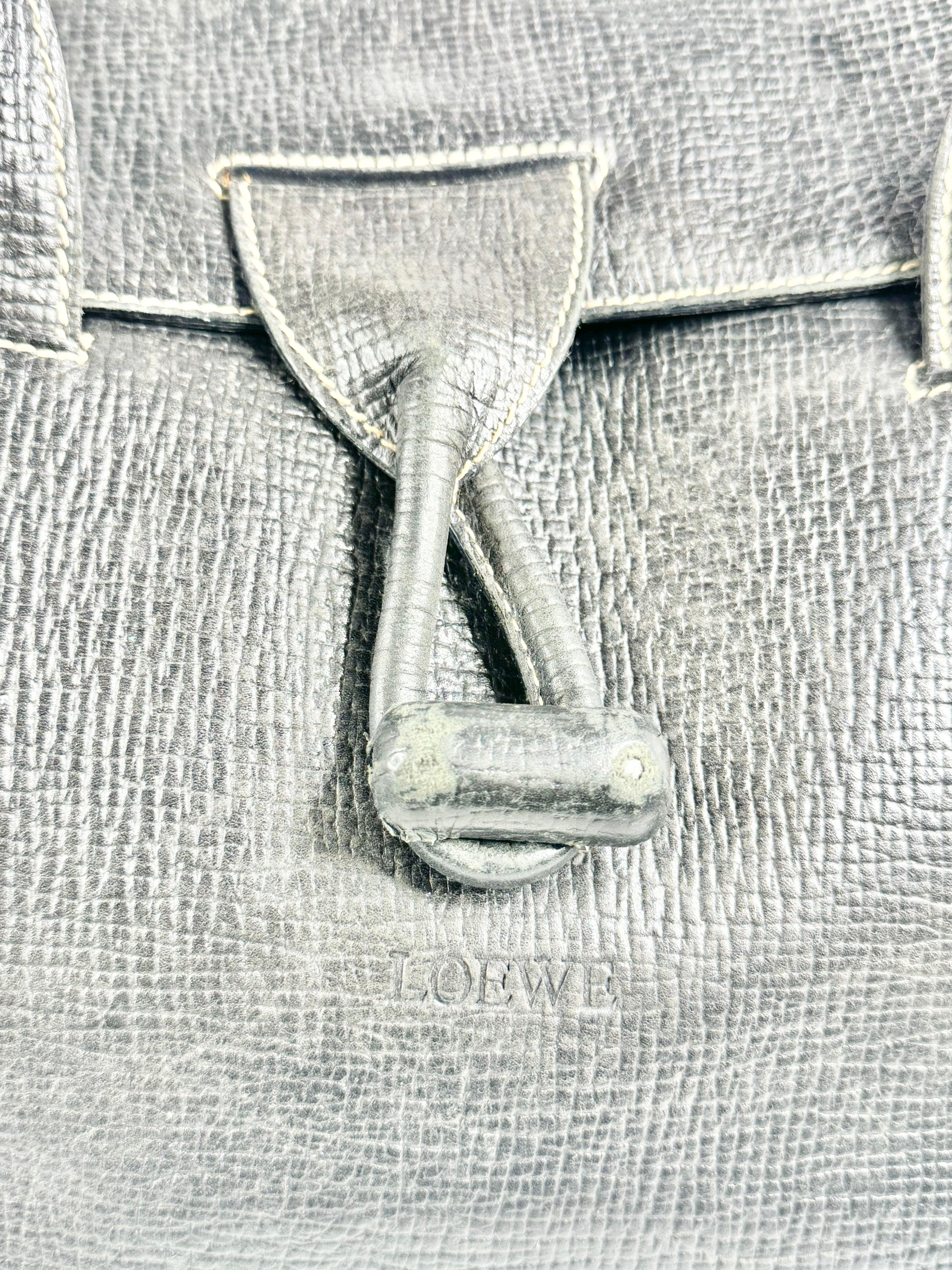 Vintage Loewe Black Leather Shoulder Bag