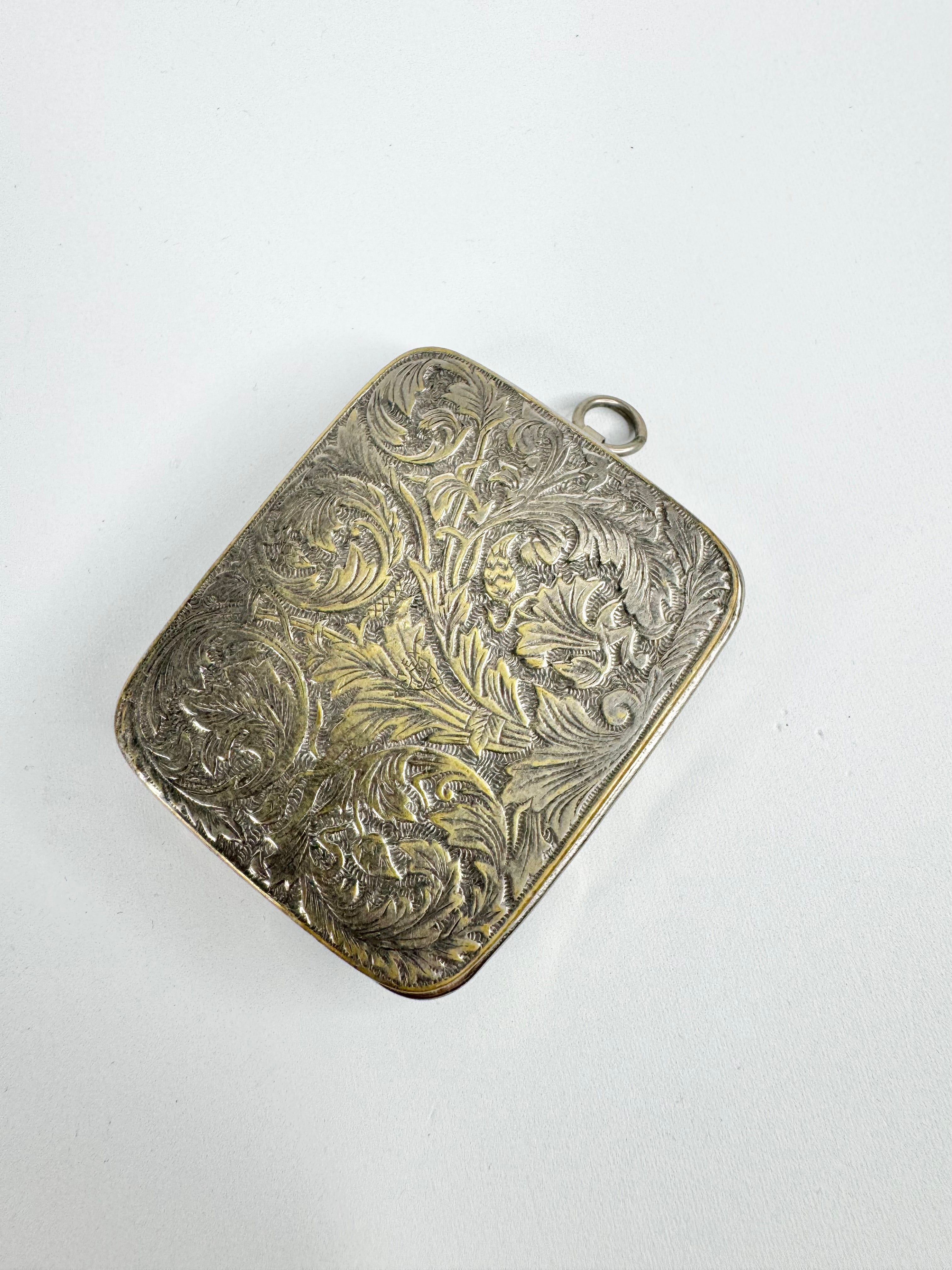Antique Silver Tone Filigree Spring Loaded Coin Holder